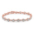 10k Rose Gold Plated .925 Sterling Silver 1 1/3 cttw Miracle Plate Set Diamond Alternating Link Bracelet (I-J Color, I3 Clarity) -7" - Evallys.com # #