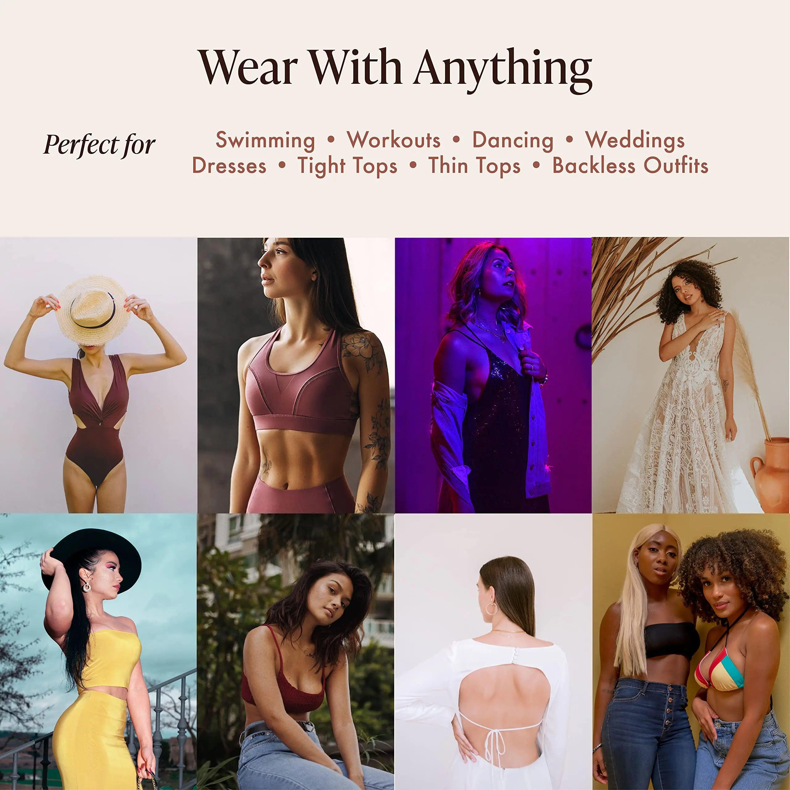 Reusable Silicone Nipple Covers - Waterproof, Nude, 4 Shades - Sticky Breast Stickers for Strapless Dress Crème Medium (Fits C-DD) - Evallys.com