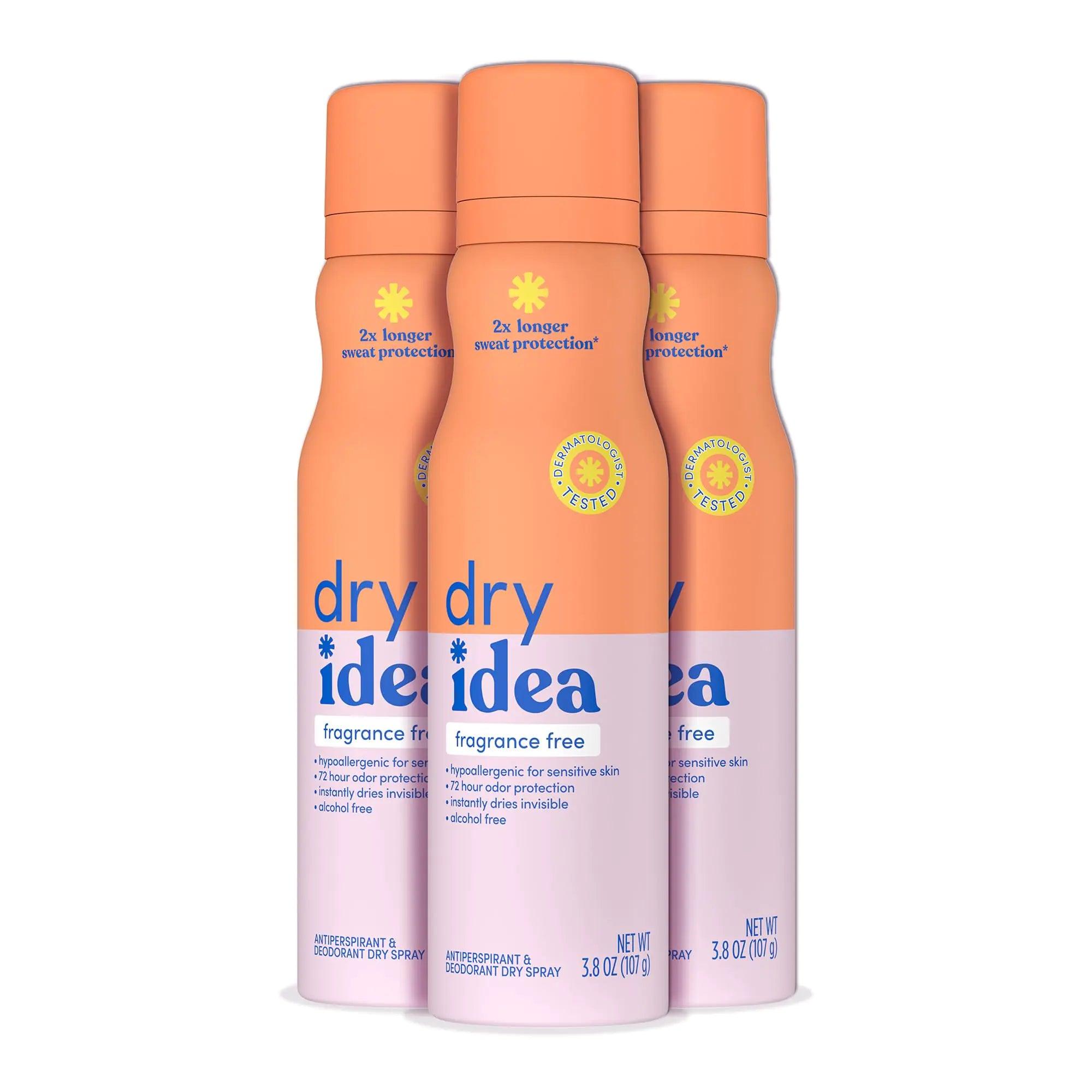 Dry Idea Dry Spray Deodorant & Antiperspirant | 2X Longer Sweat Protection | 72-Hour Odor Protection | Fragrance-Free & Hypoallergenic for Sensitive Skin, 3.8 oz. (3-Pack) 3.8 Ounce (Pack of 3) - Evallys.com # #