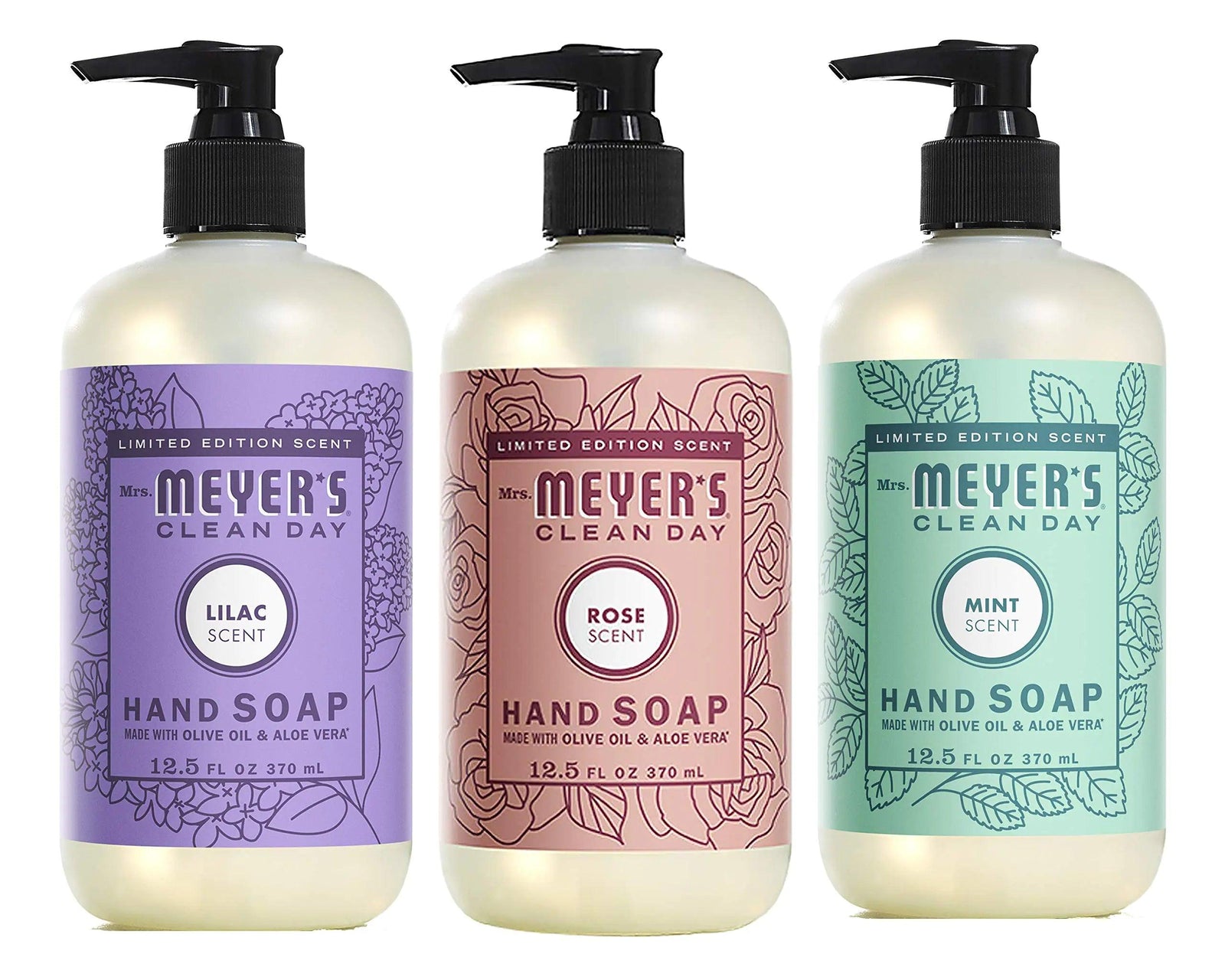 Mrs. Meyer's New Spring Scent Variety, 1 Rose, 1 Lilac, 1 Mint, 1 CT Lilac + Rose + Mint 12.5 Fl Oz (Pack of 3) - Evallys.com # #