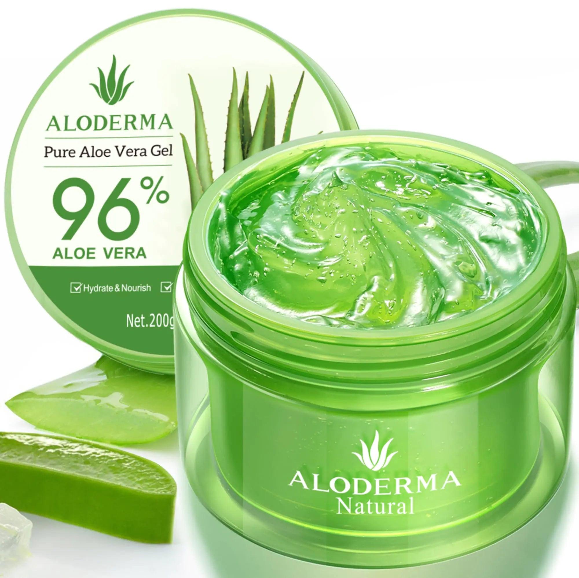 Aloderma Organic Aloe Vera Gel for Face Made within 12 Hours of Harvest, 96% Pure Aloe Vera Gel for Skin, Scalp, & Hair, Soothing Aloe Face Moisturizer, Multipurpose, Hydrating Aloe Gel, 7oz, 3-Pack - Evallys.com # #