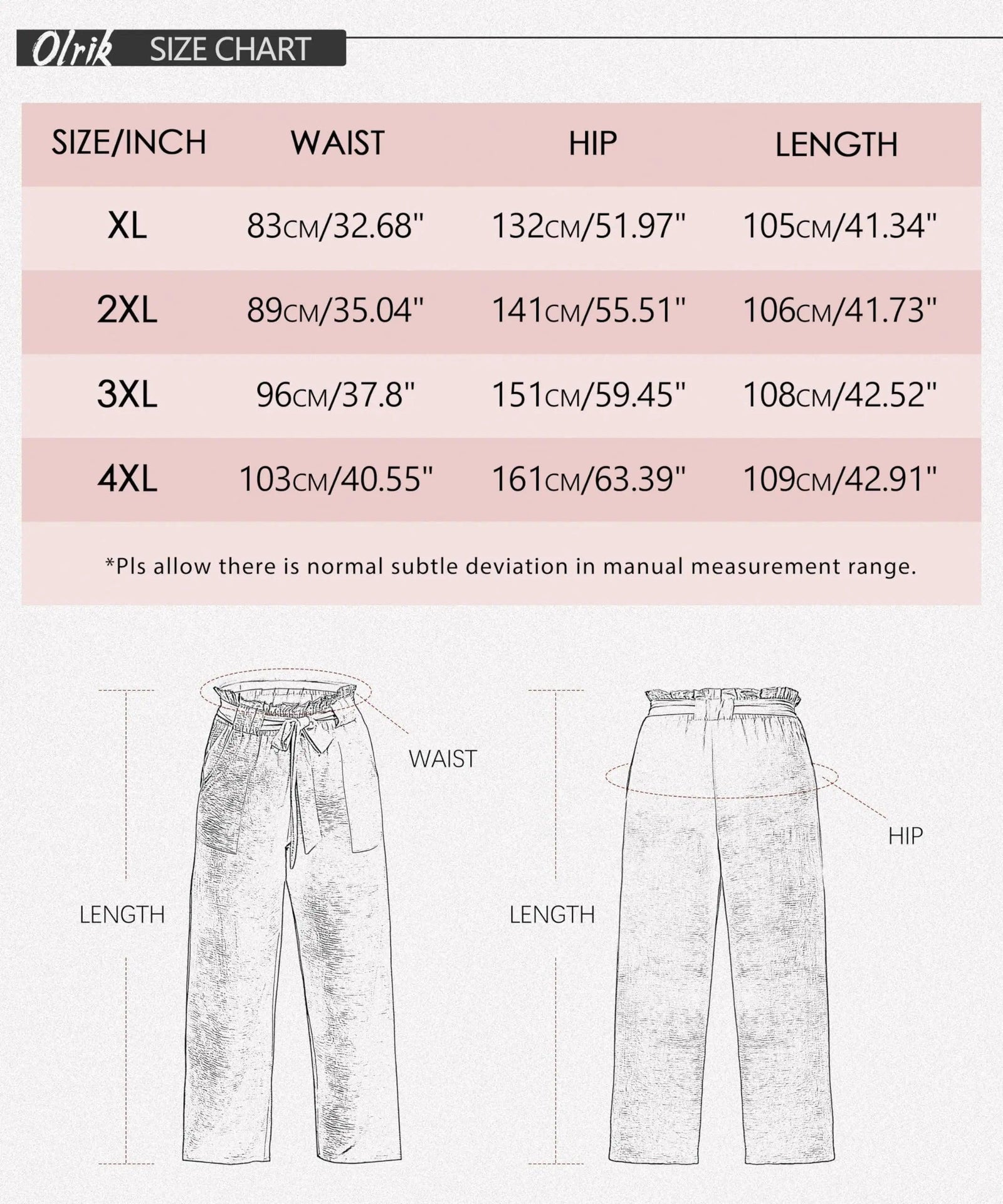 OLRIK Women's Casual Plus Size Pants High Waisted Self-tie Belted Lounge Pants Straight Long Trousers with Pockets 3X Th Khaki - Evallys.com # #