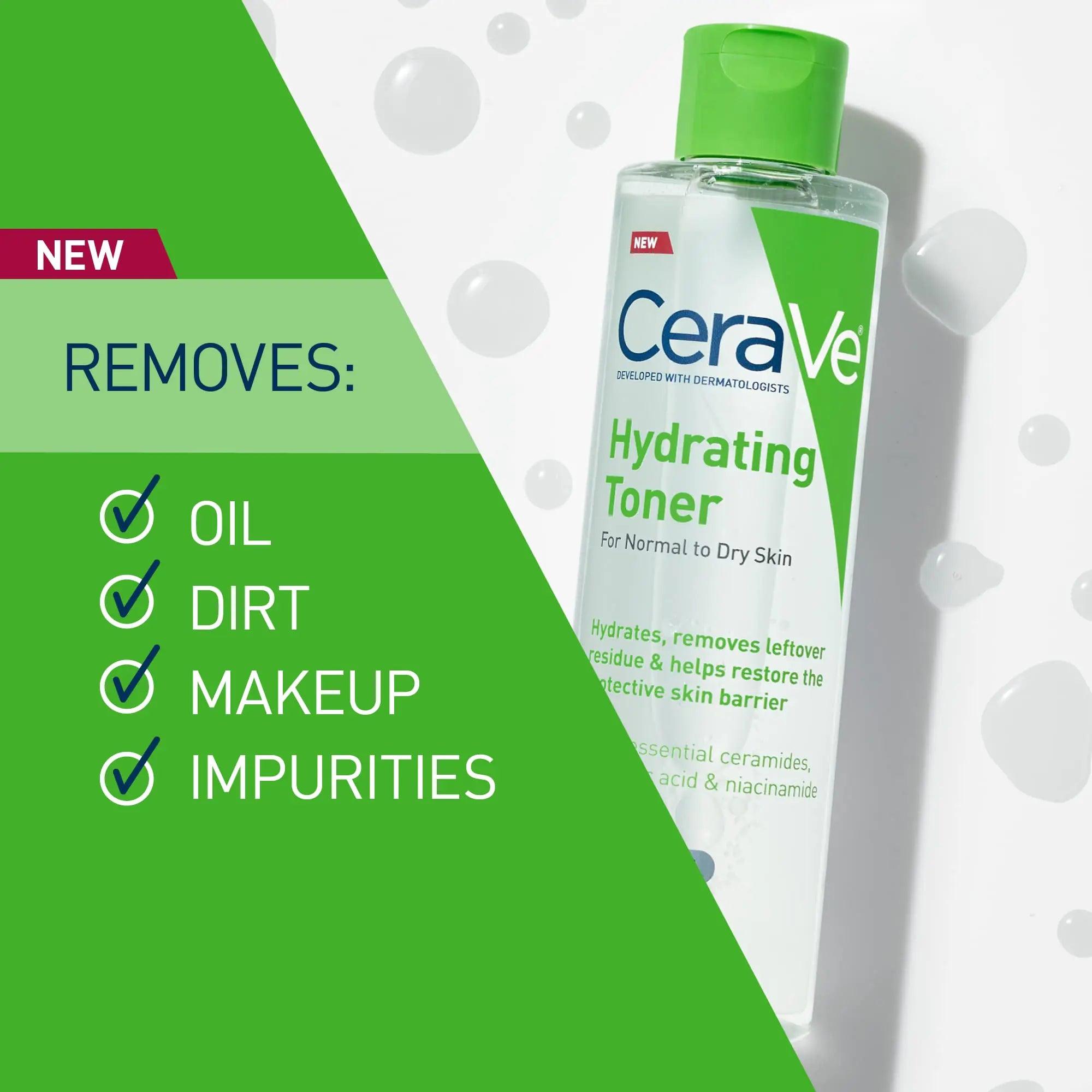 CeraVe Hydrating Toner for Face Non-Alcoholic with Hyaluronic Acid, Niacinamide, and Ceramides for Sensitive Dry Skin, Fragrance-Free Non Comedogenic, Full Size, 6.8 Fl Oz - Evallys.com # #