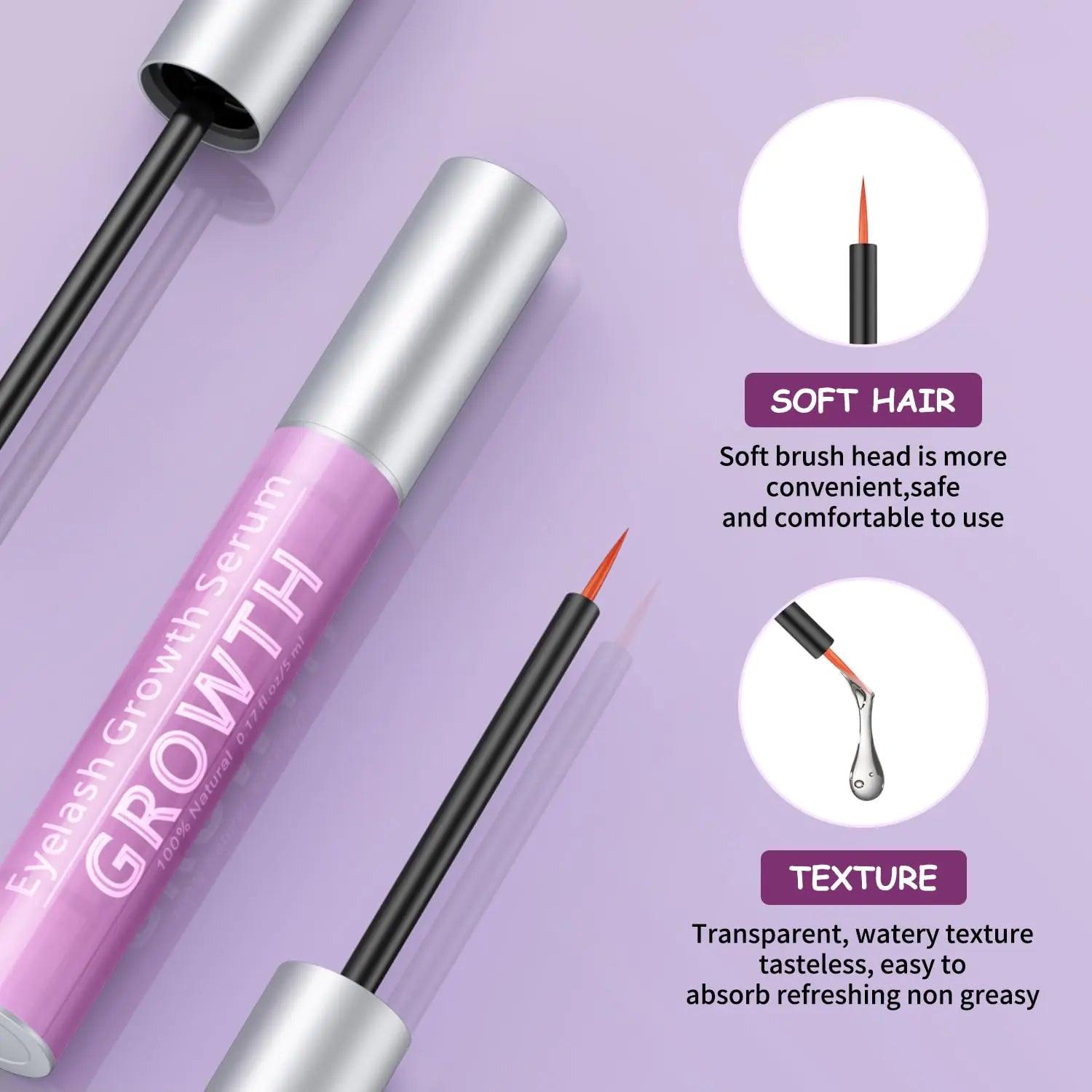 Advanced Eyelash Growth Serum with Natural Formula,Enhancement Lash Booster for Longer Fuller and Thicker Lash Enhancing Serum 5ml Pink - Evallys.com # #