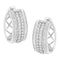 .925 Sterling Silver 1.0 Cttw Round and Baguette-Cut Diamond Hoop Earring (H-I Color, I2-I3 Clarity) - Evallys.com # #