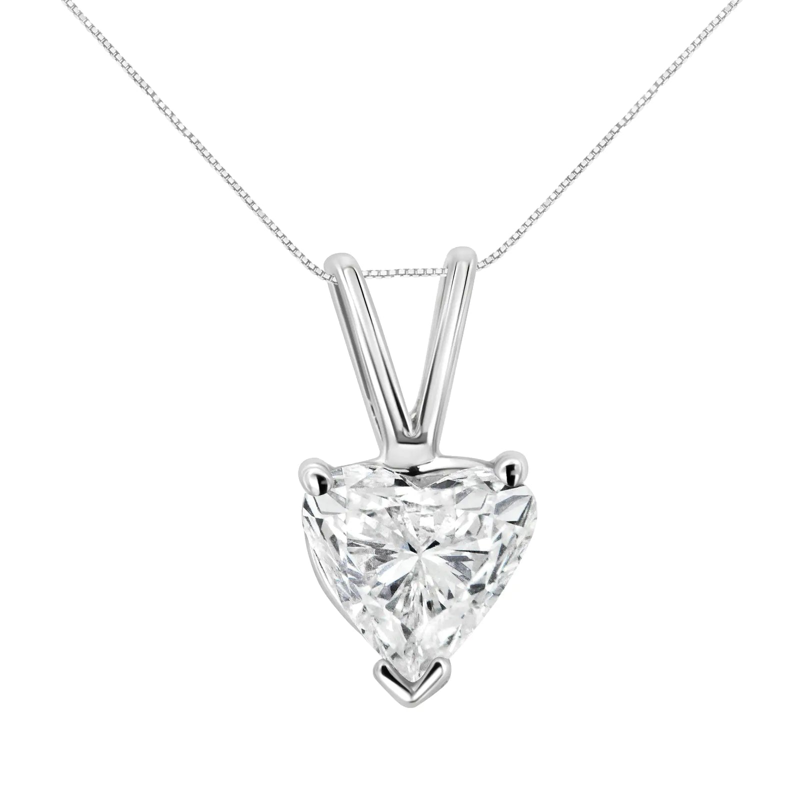 14K White Gold 3-Prong Set Heart Shaped Solitaire Lab Grown Diamond 18