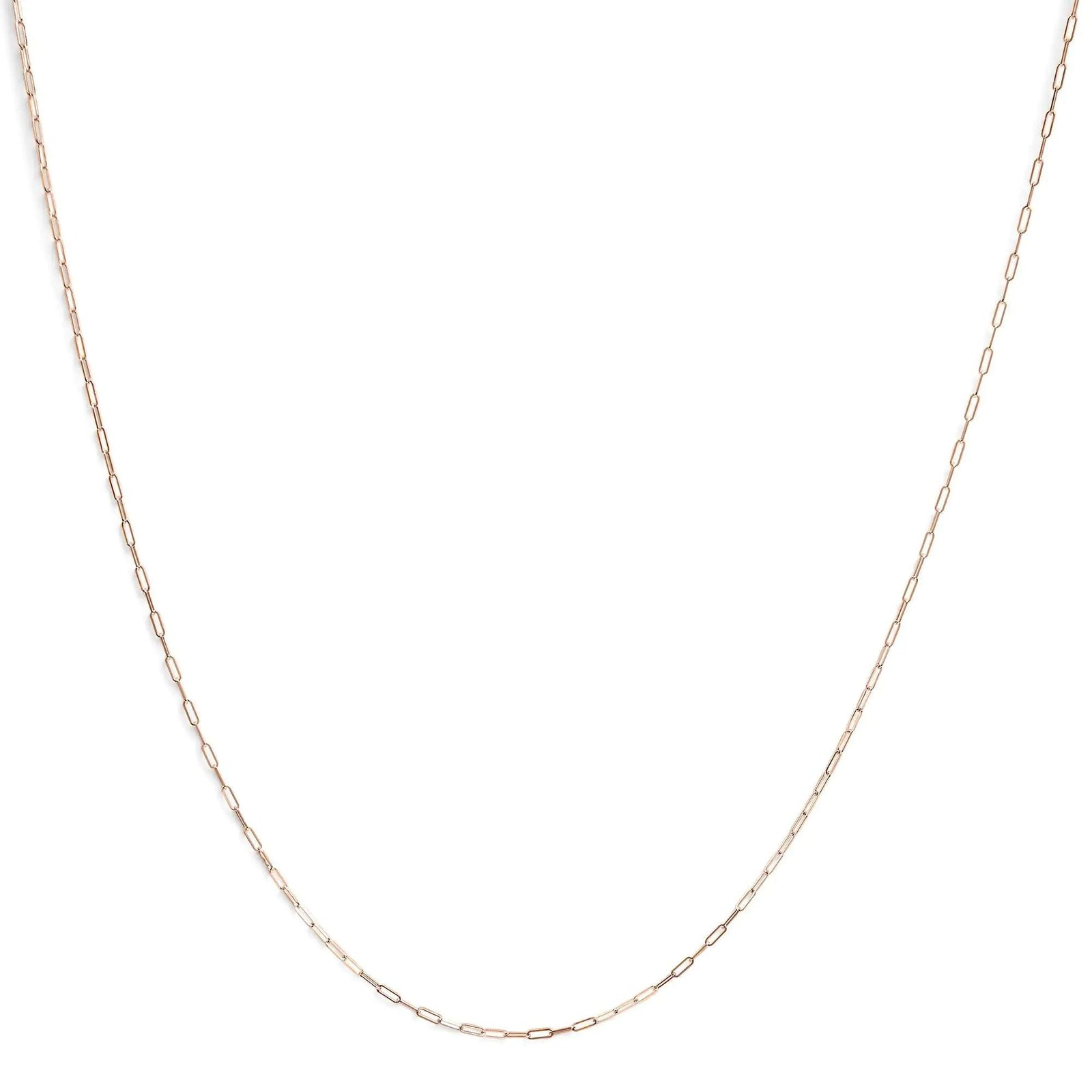 Unisex Solid 14K Gold 1.5mm Paperclip Chain Necklace - Choice of Length and Metal Color - Evallys.com