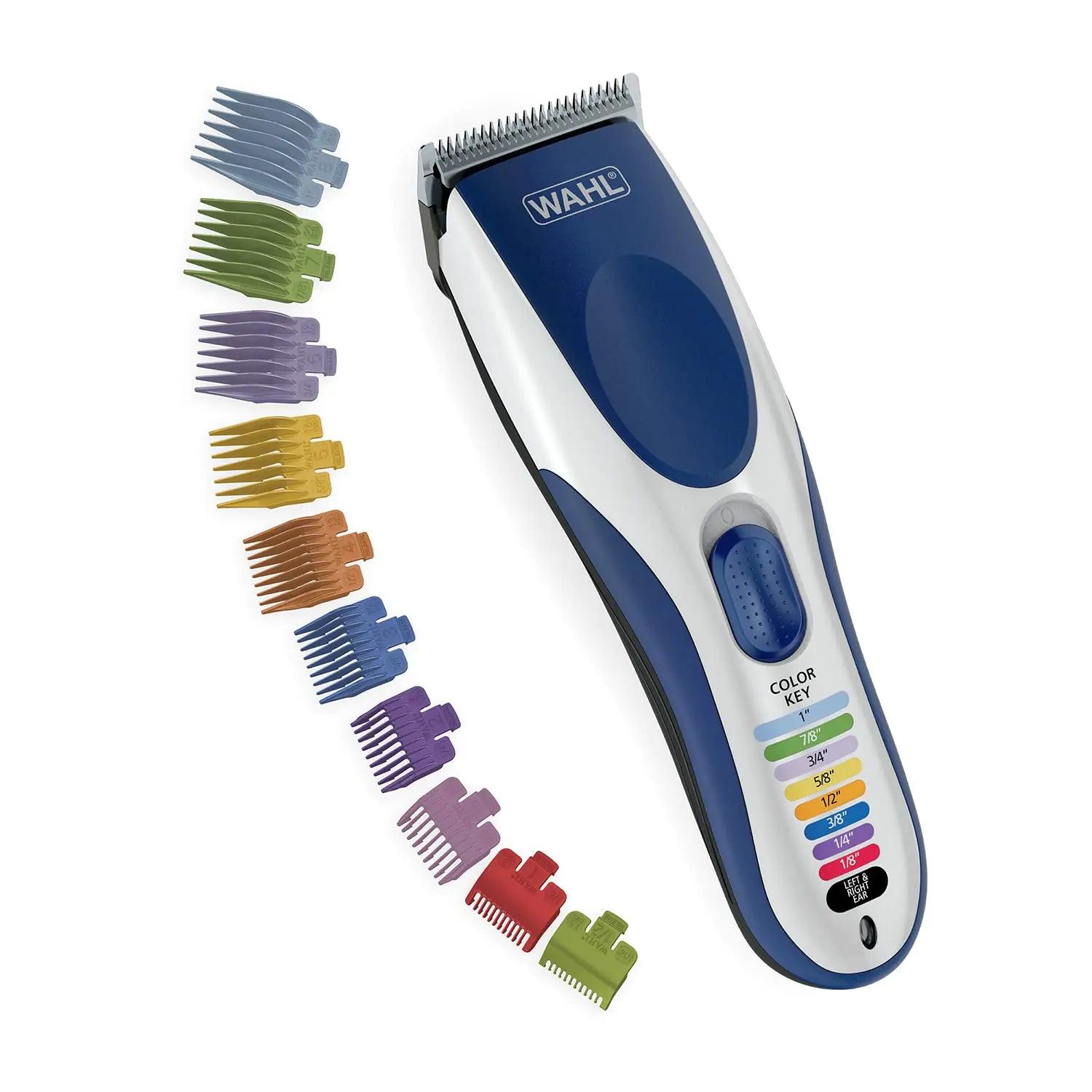 Wahl Color Pro Cordless Rechargeable Hair Clipper & Trimmer – Easy Color-Coded Guide Combs - for Men, Women, & Children – Model 9649P White/Blue 1 Count (Pack of 1) - Evallys.com # #