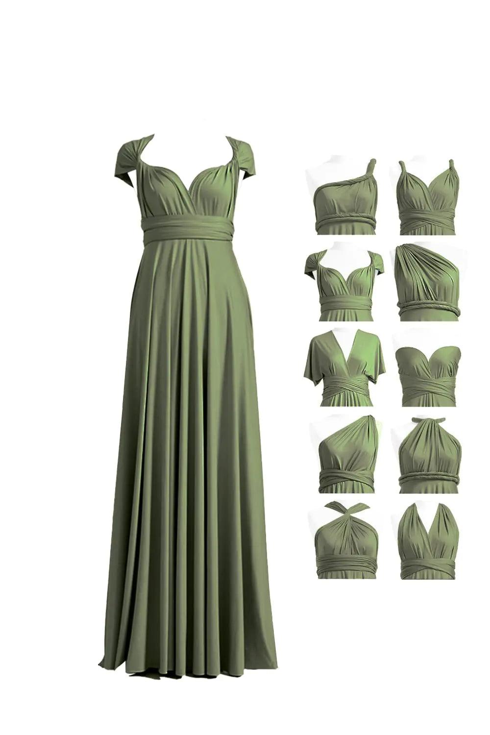 72styles Infinity Dress with Bandeau, Convertible Bridesmaid Dress, Long, Plus Size, Multi-Way Dress, Twist Wrap Dress One Size Plus Olive Green - Evallys.com # #