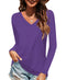 Elesomo Women Shirts V Neck Short/Long Sleeve Cotton Tops T-Shirt Basic Tees Large A:purple - Evallys.com # #