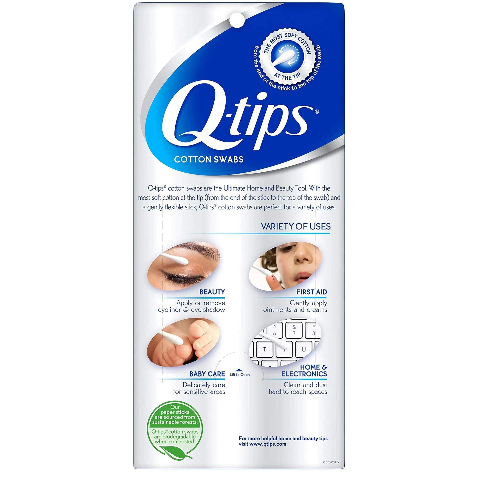 Q-tips Cotton Swabs for Hygiene and Beauty Care Original Cotton Swab Made with 100% Cotton 750 Count (Pack of 3) 750 Count (Pack of 3) - Evallys.com # #