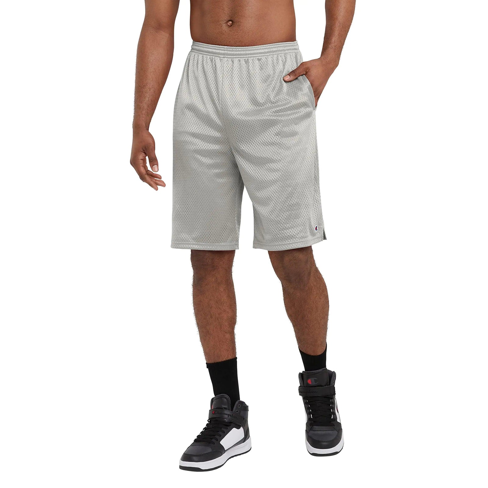 Champion Men's Shorts, Men's Mesh Gym Shorts, Lightweight Athletic Shorts (Reg. Or Big & Tall) Standard X-Large Athletic Gray C Patch Logo - Evallys.com # #