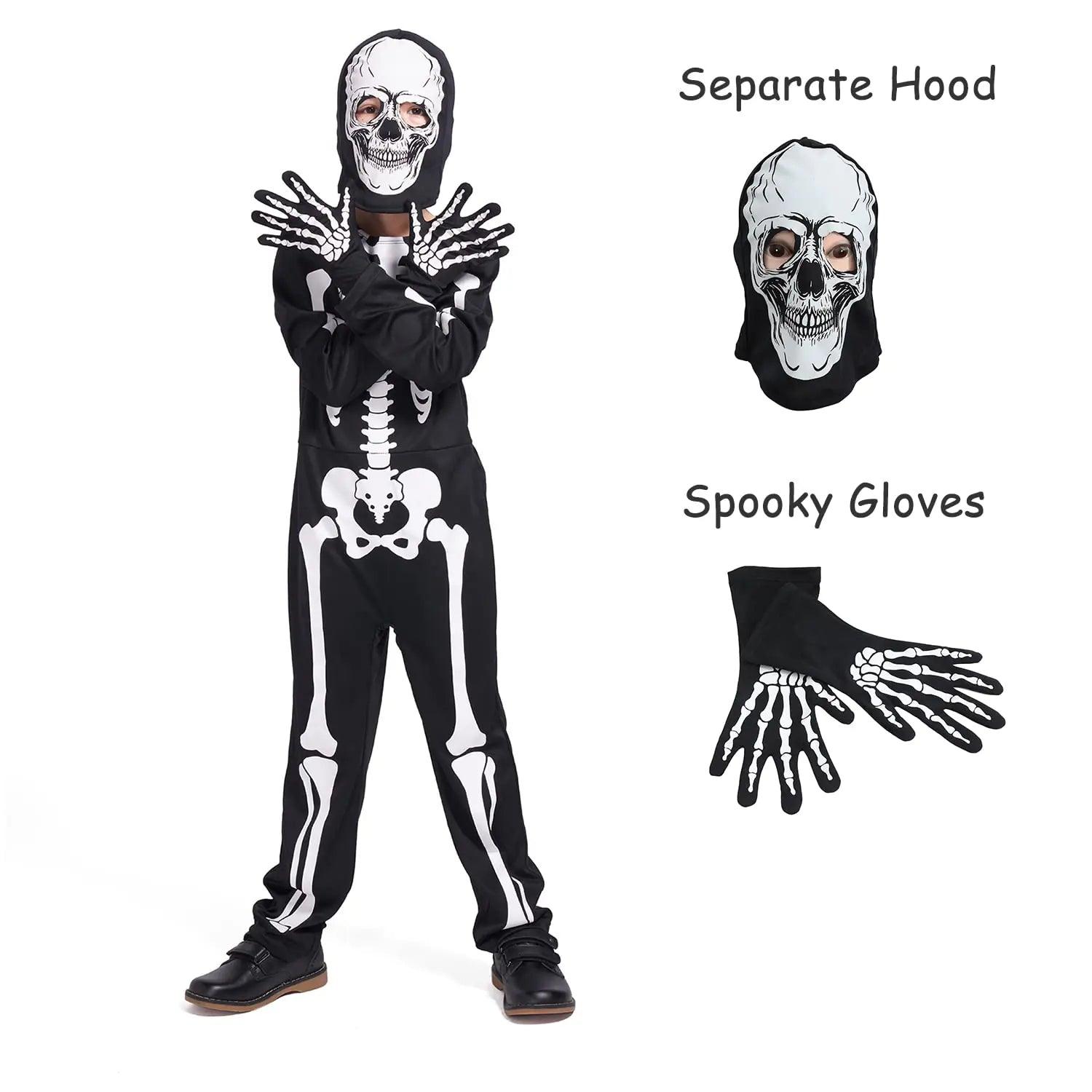 Sincere Party Kids Skeleton Costume Glow in the Dark Skeletons Halloween Skeleton Costumes for Boys and Girls 7-9years White Gid Skeleton - Evallys.com # #