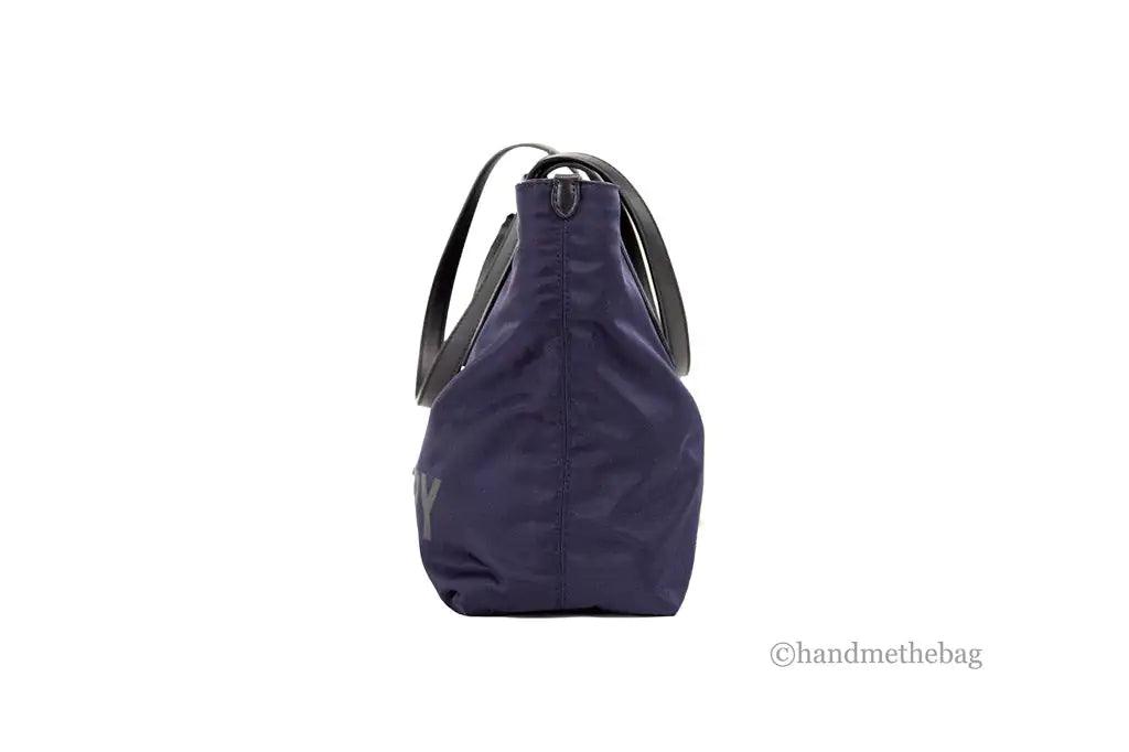 Burberry Small Navy Blue Branded Econyl Nylon Tote Bag - Evallys.com # #