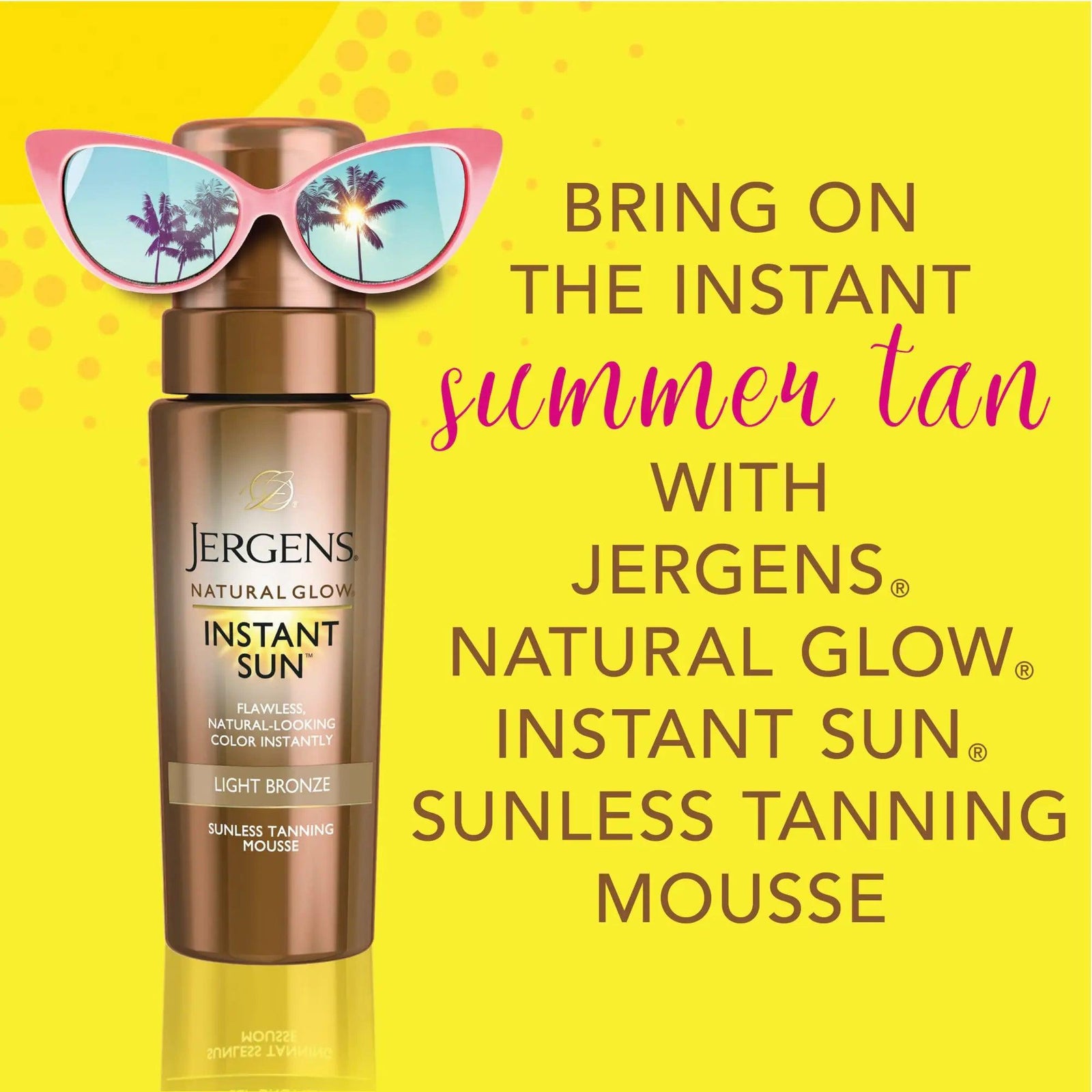 Jergens Natural Glow Instant Self Tanner Mousse, Sunless Tanning Light Bronze Tan, for a Natural-looking Tan, 6 Oz, Pack of 2 2-Pack - Evallys.com # #