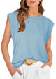 WIHOLL Cap Sleeve Tops for Women Summer Top Basic Tee Shirts Casual Tank Loose Fit 2024 Fashion L - Light Blue X-Large - Evallys.com