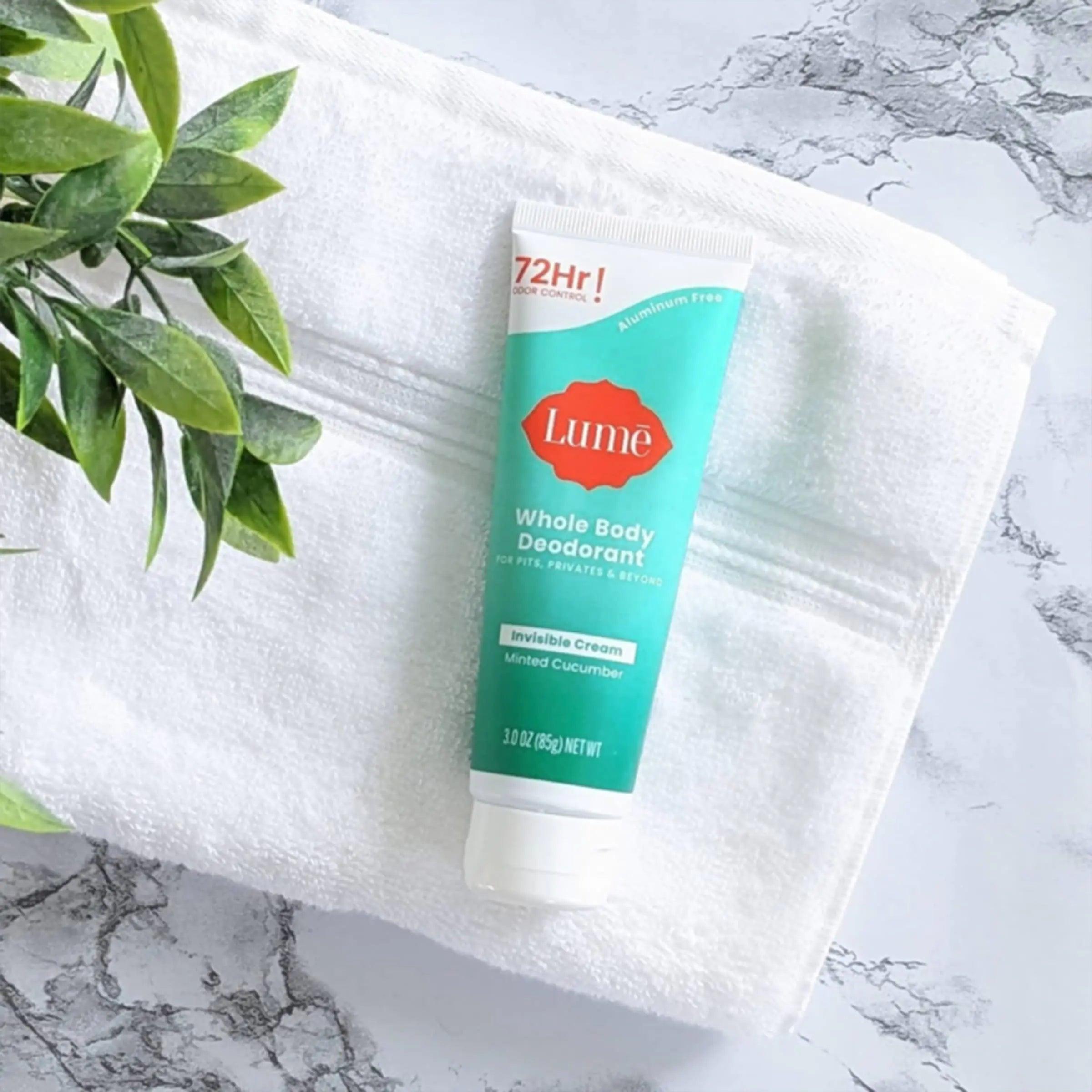 Lume Whole Body Deodorant - Invisible Cream Tube - 72 Hour Odor Control - Aluminum Free, Baking Soda Free, Skin Safe - 3.0 ounce (Pack of 2) (Minted Cucumber) Minted Cucumber 3 Ounce (Pack of 2) - Evallys.com # #