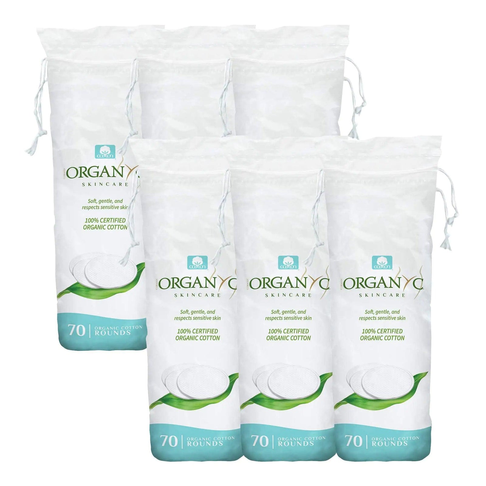 Organyc - 100% Certified Organic Cotton Rounds - Biodegradable Cotton, Chemical Free, for Sensitive Skin (420 Count) - Daily Cosmetics. Beauty and Personal Care 6 Pack - Evallys.com # #