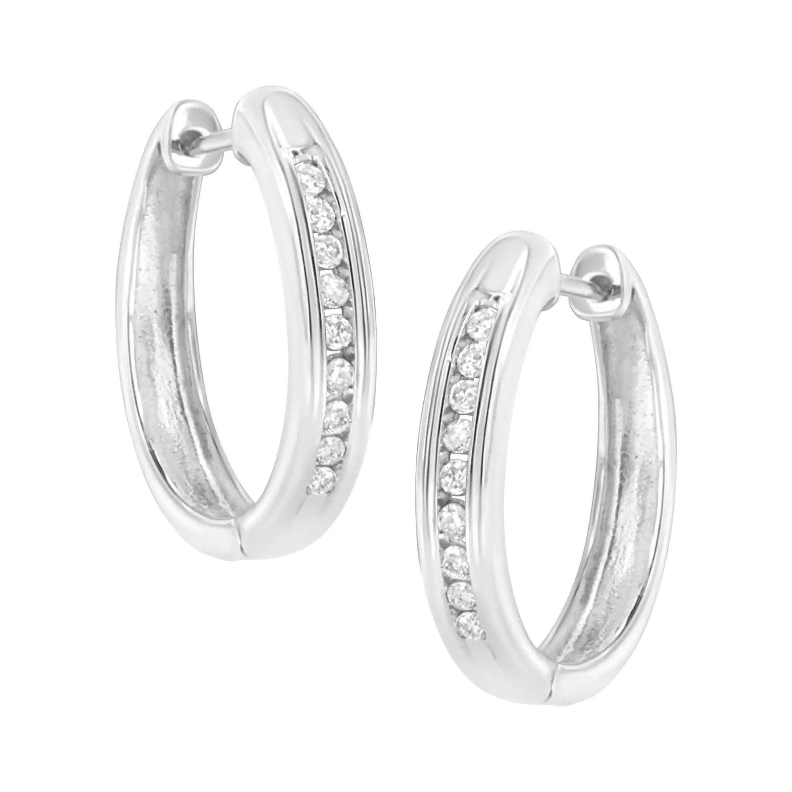 .925 Sterling Silver 1/4 cttw Lab Grown Diamond Hoop Earring (F-G Color, VS2-SI1 Clarity) - Evallys.com # #