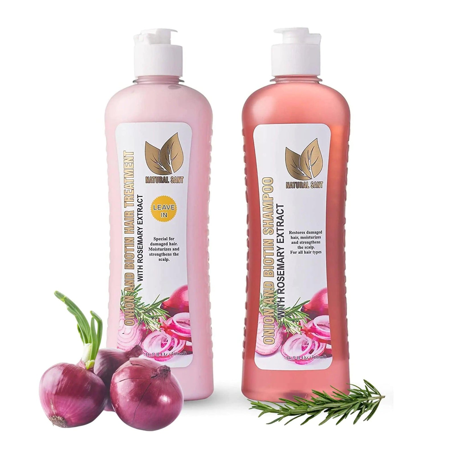 Onion Biotin and Rosemary Shampoo & Treatment for Stronger, Thicker and Longer Strands - Soft Shine, Anti-Hair Loss and Thinning, Growth Formula, Paraben and Silicone Free - Evallys.com # #