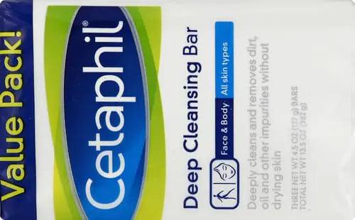 Cetaphil Bar Soap, Deep Cleansing Face and Body Bar, Pack of 3, For Dry to Normal, Sensitive Skin, Soap Free, Hypoallergenic, Paraben Free, Removes Makeup, Dirt and Oil 4.5 Ounce (Pack of 3) - Evallys.com # #