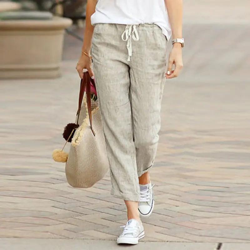 Drawstring Elastic Waist Pants - Evallys.com