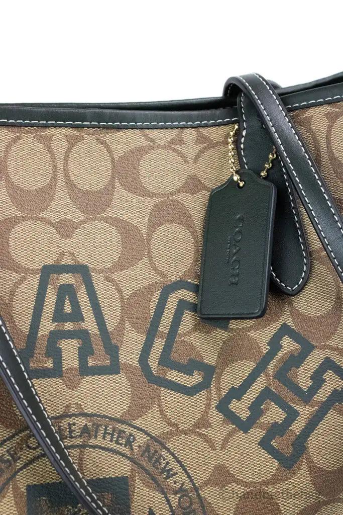 Coach Varsity Khaki Amazon Green Signature Canvas City Tote - Evallys.com # #