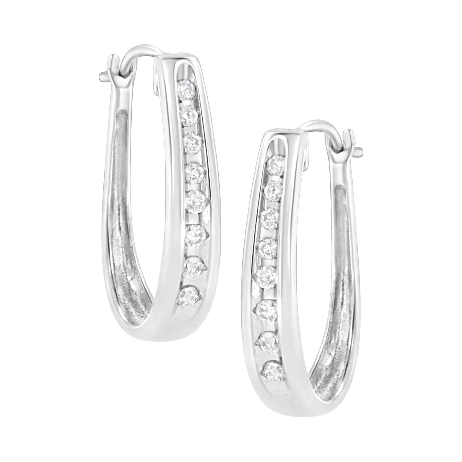 .925 Sterling Silver 1/4 Cttw Lab Grown Diamond Hoop Earring (F-G Color, VS2-SI1 Clarity) - Evallys.com # #