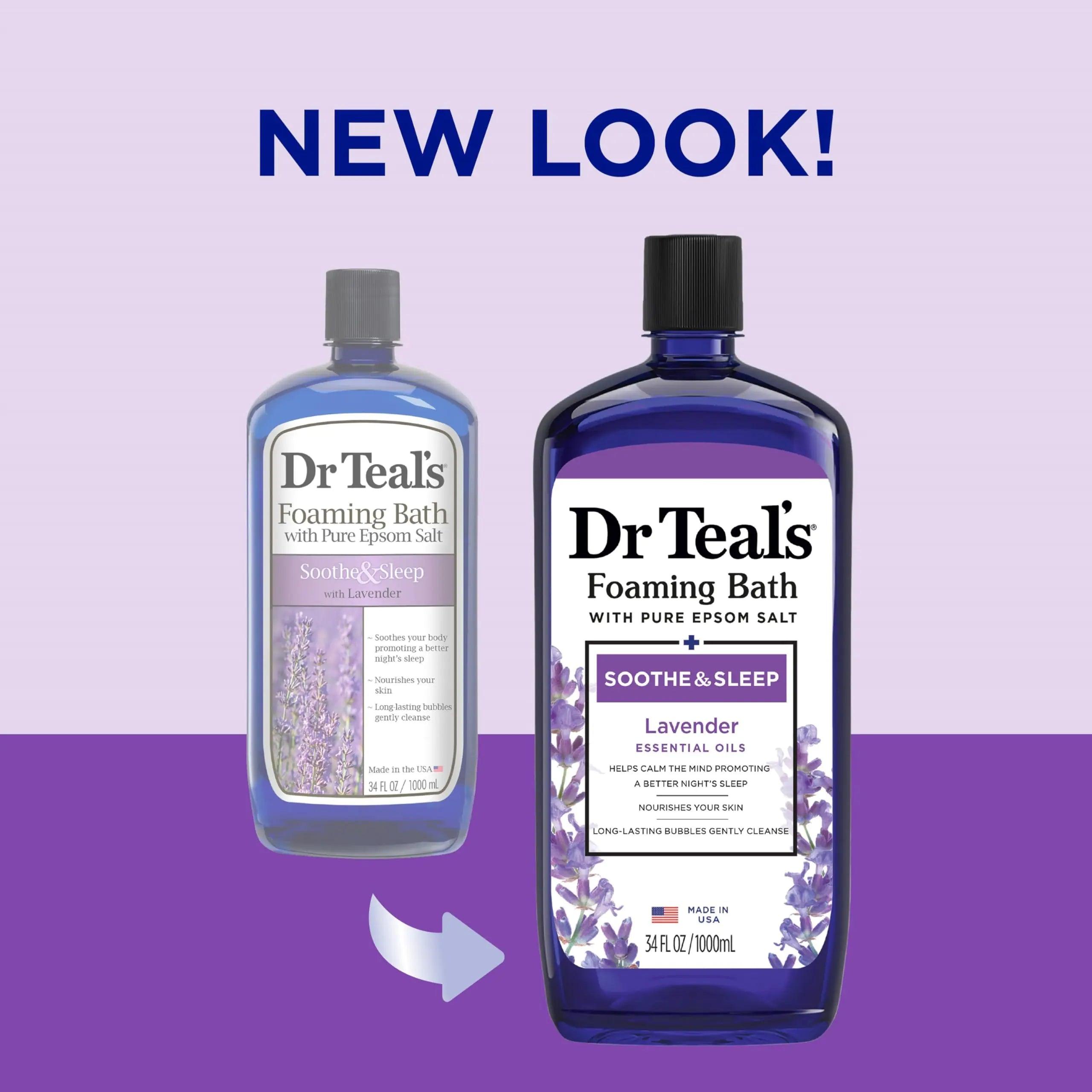 Dr Teal's Foaming Bath with Pure Epsom Salt, Soothe & Sleep with Lavender, 34 fl oz (Pack of 4) (Packaging May Vary) - Evallys.com # #