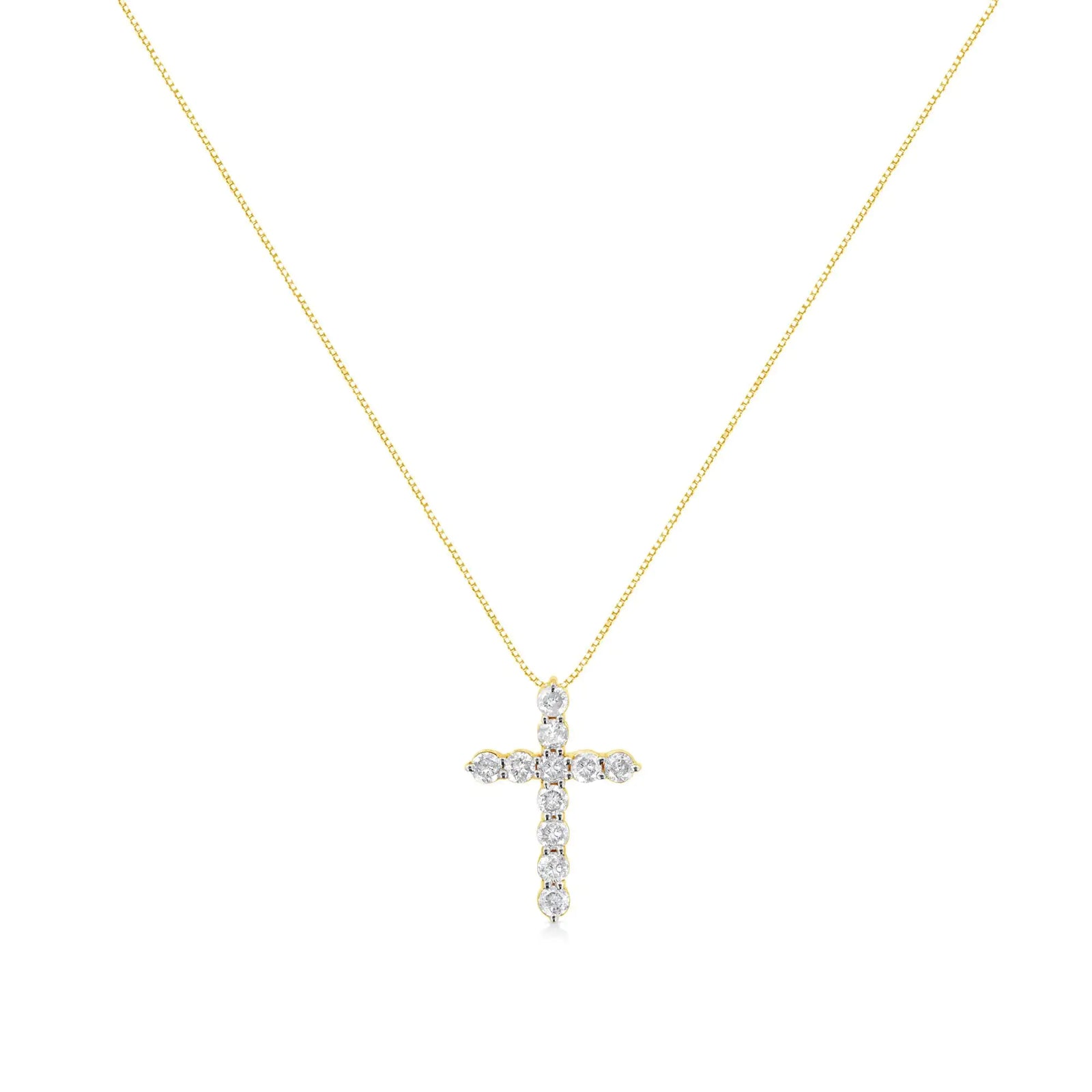 10K Yellow Gold Plated .925 Sterling Silver 1 cttw Prong Set Diamond Cross 18