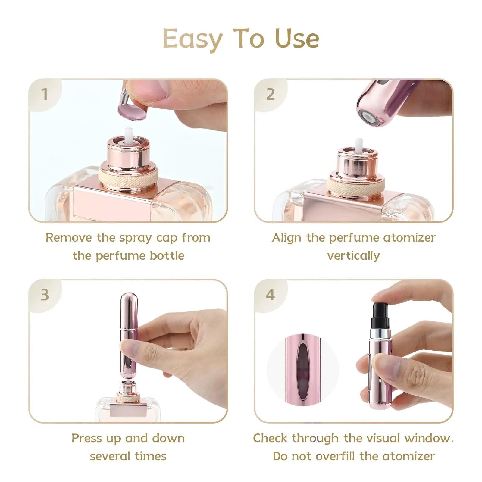 4 Pcs 5ml Portable Mini Refillable Perfume Atomizer Spray Bottle Scent Pump Case for Travel 4 PCS - Evallys.com # #