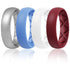 Egnaro Inner Arc Ergonomic Breathable Design, Silicone Rings for Women with Half Sizes, Women's Silicone Wedding Band, 6mm Wide - 2mm Thick T3-Metallic Silver, Blue, White, Maroon 3.5-4(17.83mm) - Evallys.com # #