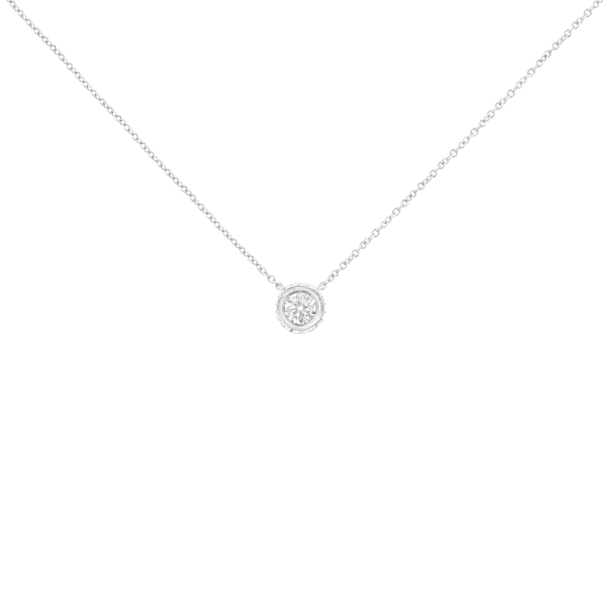 10K White Gold 1/4 Cttw Round-Cut Diamond Solitaire Chakra Style 18" Pendant Necklace (J-K Color, I1-I2 Clarity) - Evallys.com # #