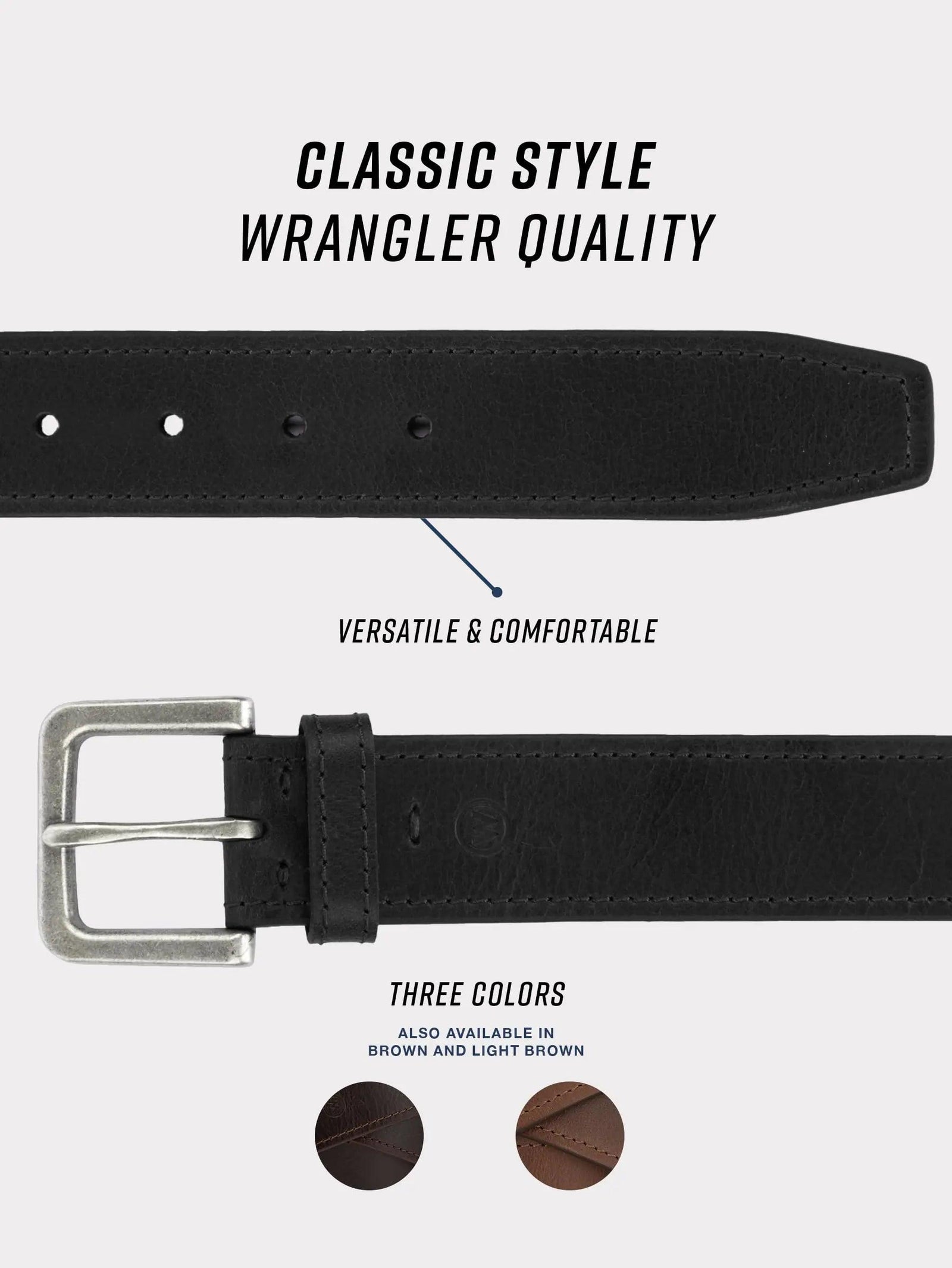 Wrangler Men’s Leather Belt, Country Casual Every Day Belt for Jeans Black 38 (waist 35-36) - Evallys.com # #