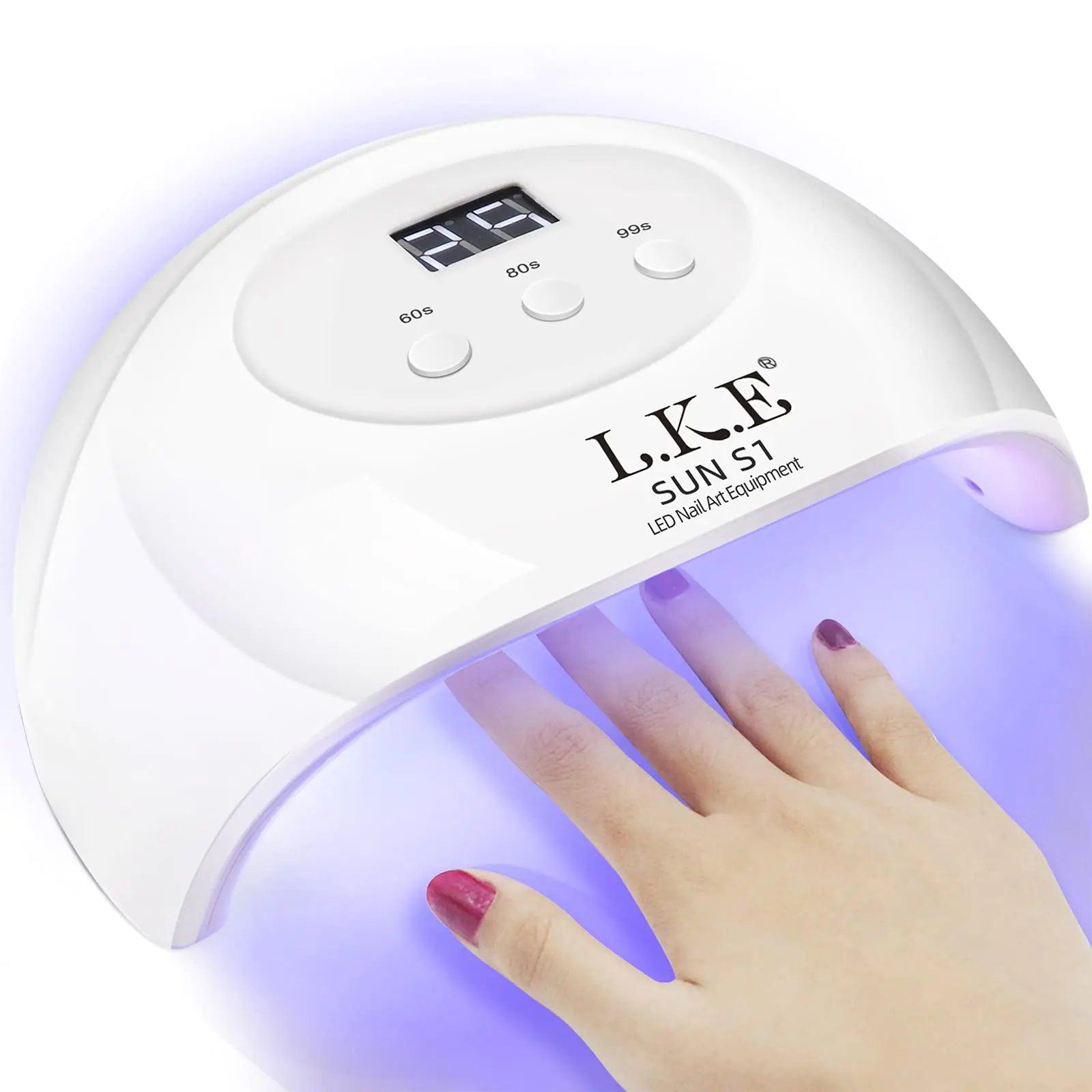 LKE UV LED Nail Lamp, Nail Dryer 72W Gel Nail Polish Curing Lamp UV Nail Lamp LED Nail Lamp for Gel Nail Polish Kit Nail Light Nail Art Accessories White (White) - Evallys.com # #