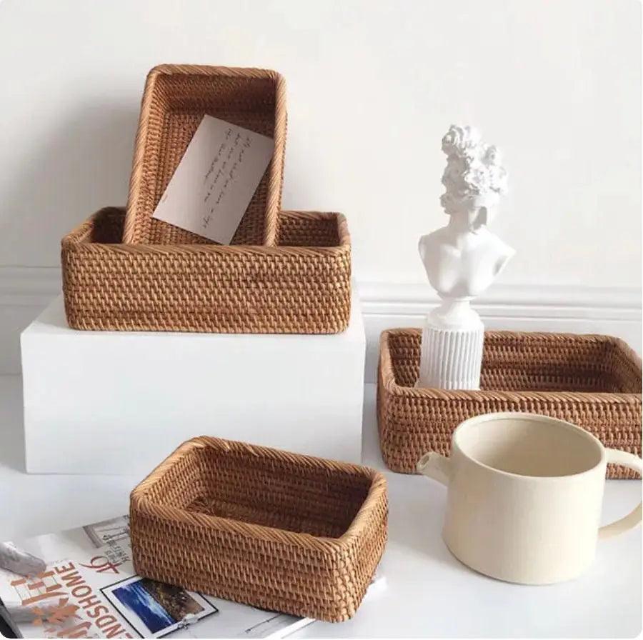 Handmade Rattan Tray Basket - Evallys.com # #