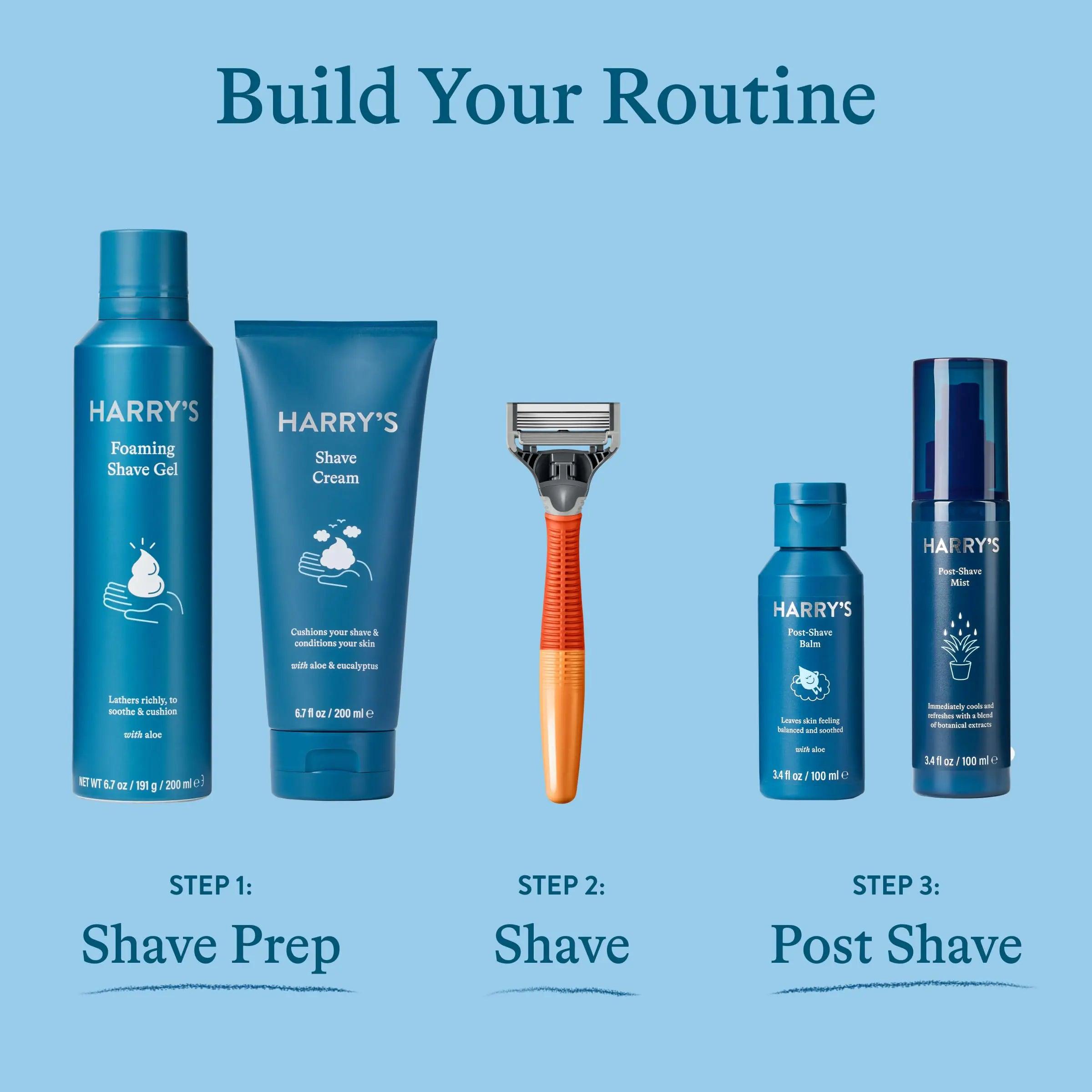 Harry's Razors for Men - Men's Razor Set with 5 Razor Blade Refills, Travel Blade Cover, 2 oz Shave Gel (Ocean Blue) Ocean 8 Piece Set - Evallys.com # #