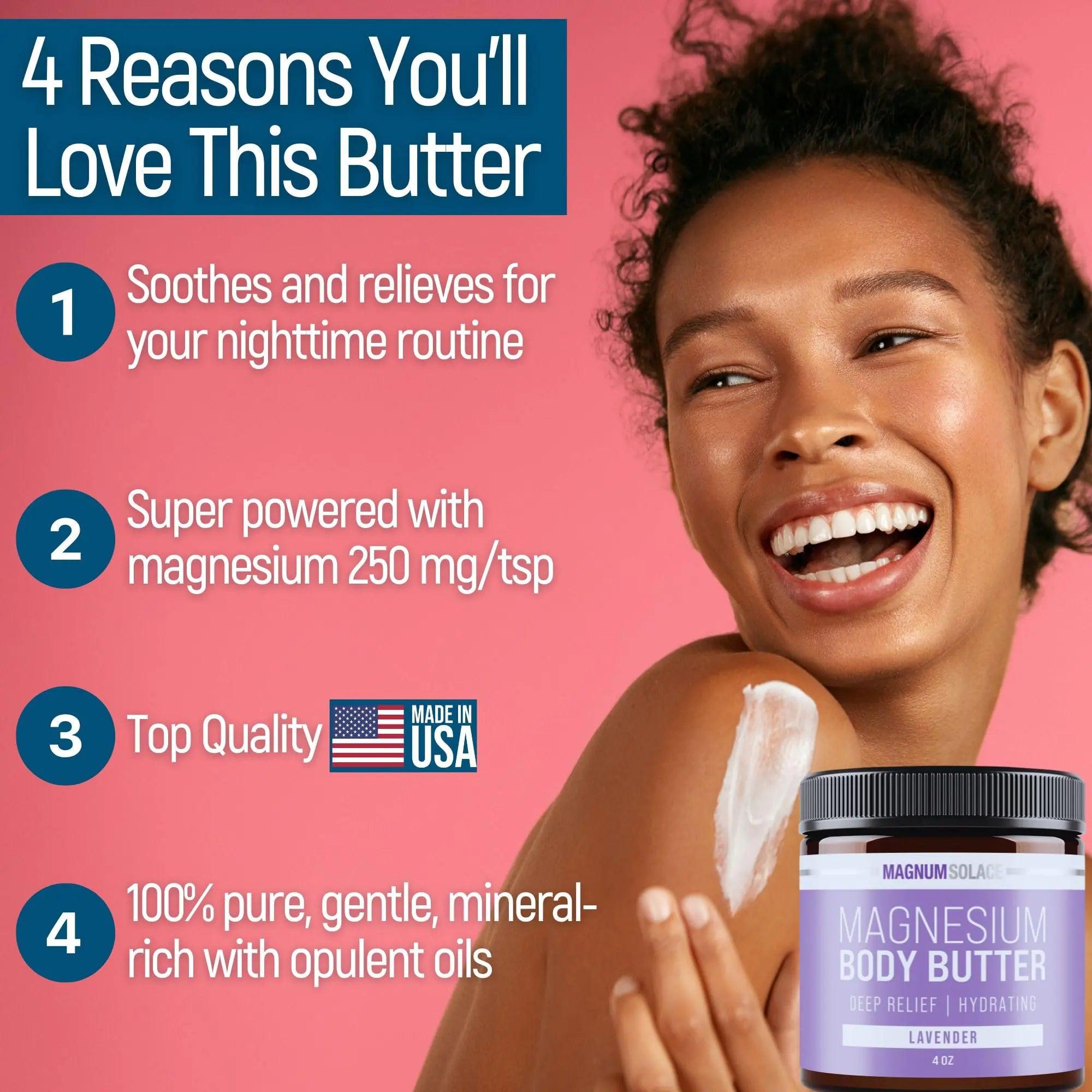 Magnesium Body Butter - Nighttime Magnesium Cream - Lightly Scented (Lavender) Lavender - Evallys.com # #