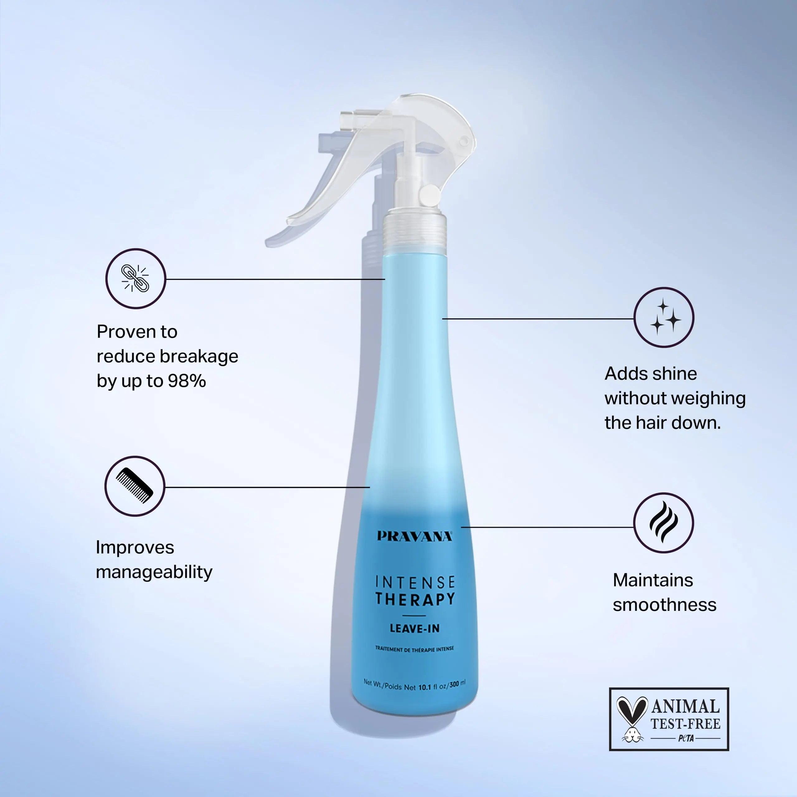 PRAVANA Intense Therapy Leave-In Conditioner Spray Treatment & Detangler | Instantly Detangles & Hydrates | Equalizes Hair Porosity | For All Hair Types | Strengthens & Softens Hair 10.1 Fl Oz (Pack of 1) - Evallys.com