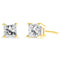 AGS Certified 1/2 Cttw Princess-Cut Square Diamond 4-Prong Solitaire Stud Earrings in 14K Yellow Gold (N-O Color, VS1-VS2 Clarity) - Evallys.com # #