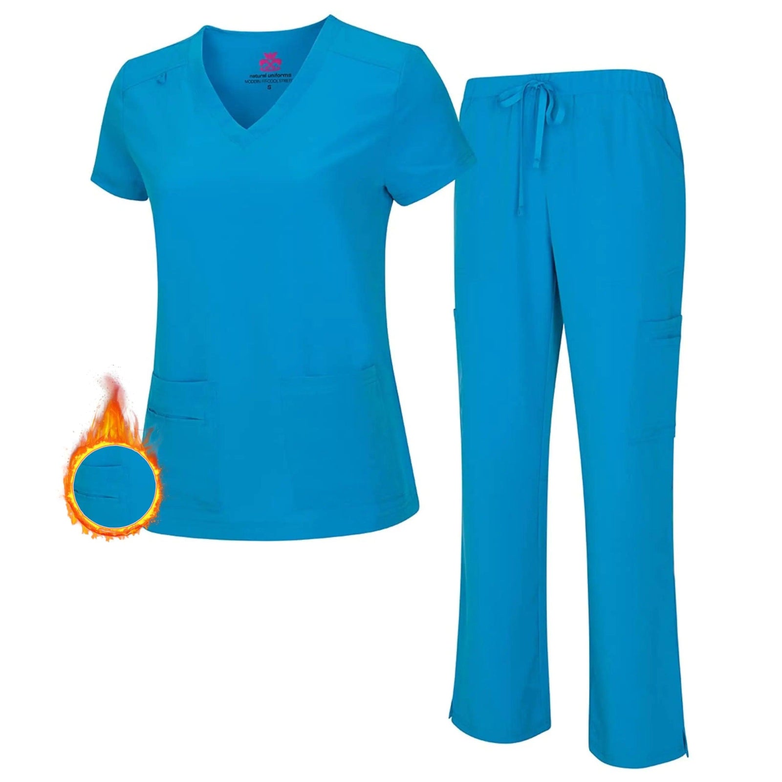 M&M SCRUBS Women's Breathable Cool Stretch Fabric Scrub Top and cargo Pant Set W.b X-Small-Petite - Evallys.com # #