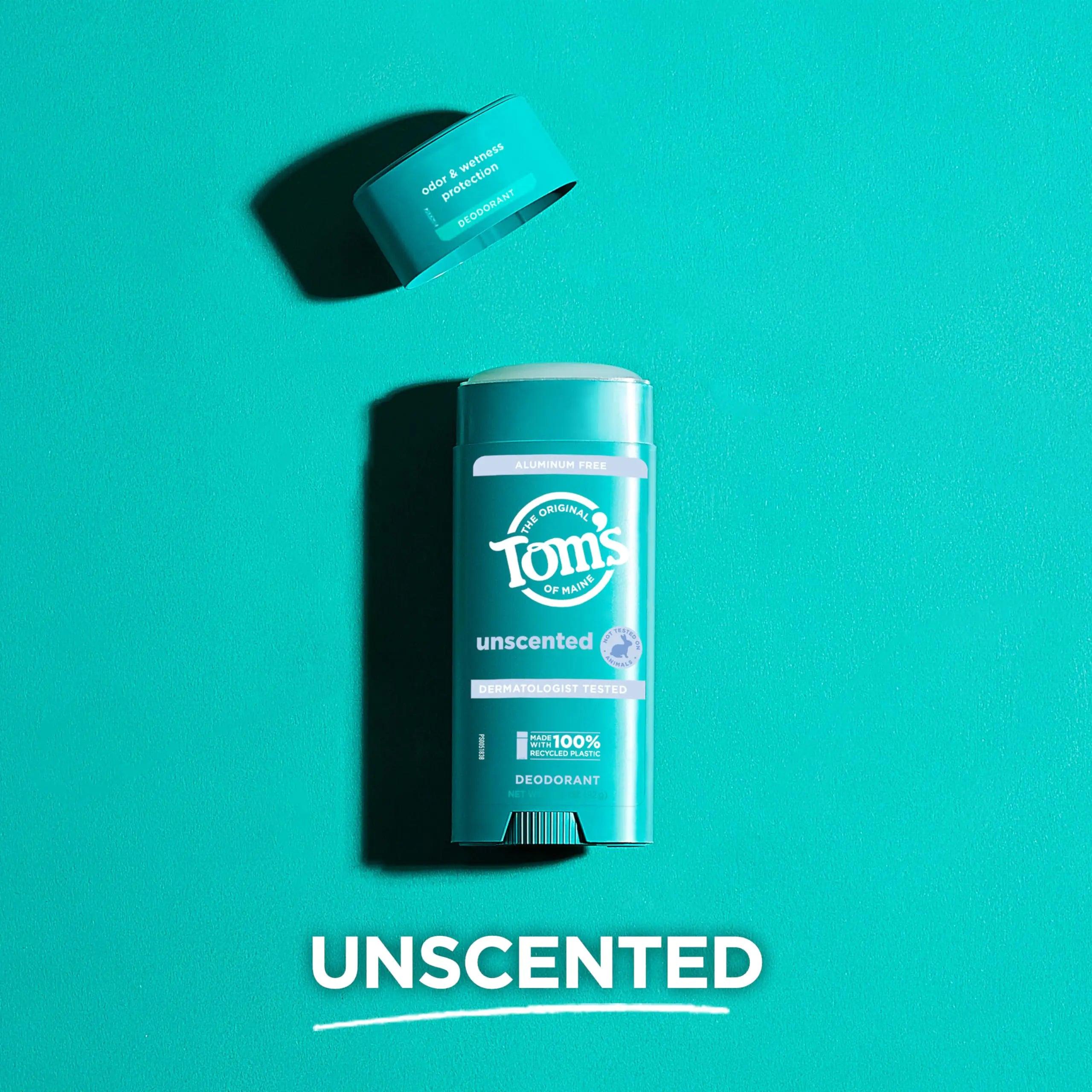 Tom’s of Maine Unscented Natural Deodorant for Women and Men, Aluminum Free, 3.25 oz, 2-Pack 3.25 Ounce (Pack of 2) - Evallys.com # #