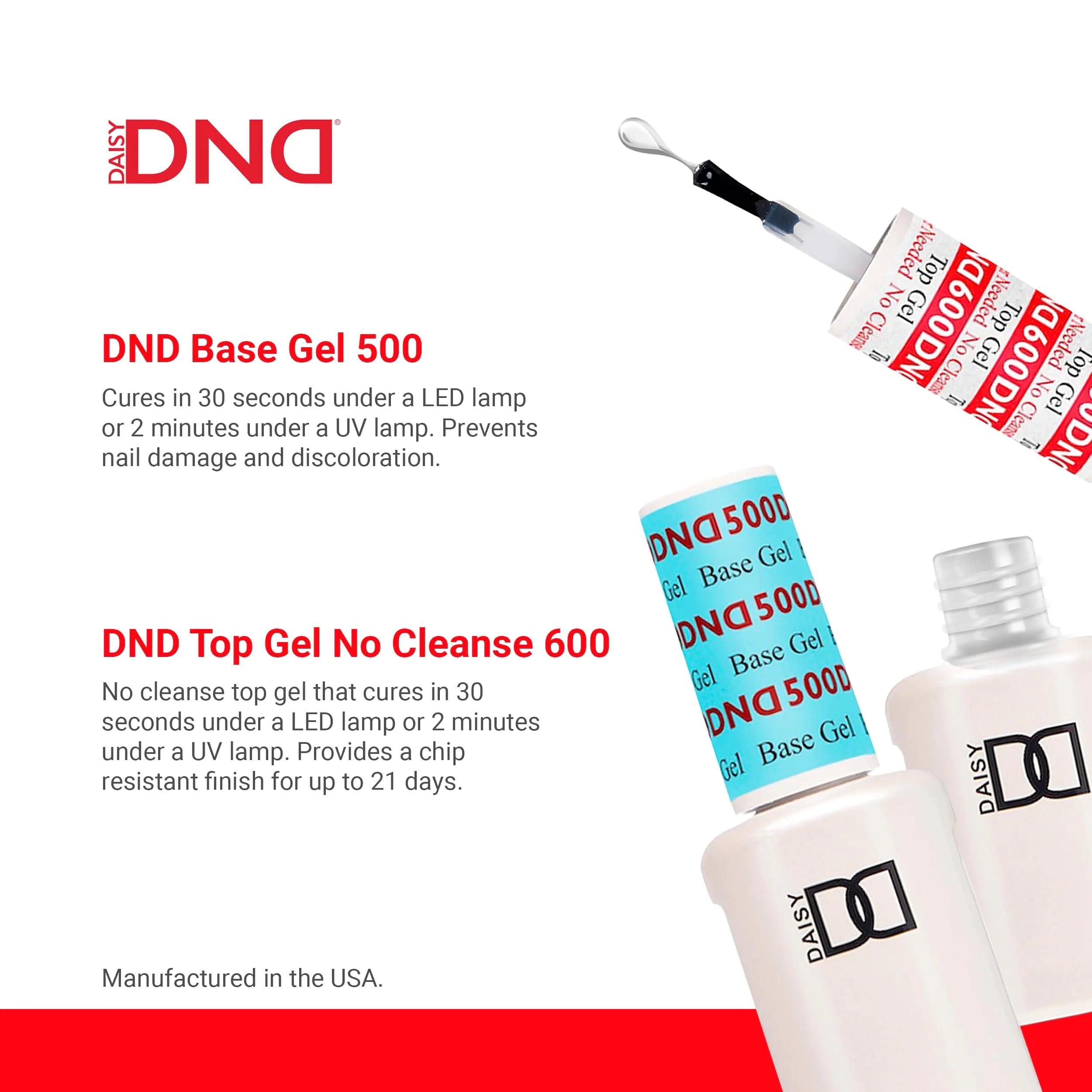 DND Base Gel and Top Gel Polish Set, UV/LED GelBase Polish and No Cleanse Top Coat, Professional Gel Polish Duo, 0.5 Fl Oz Each Base coat #500 - Evallys.com # #