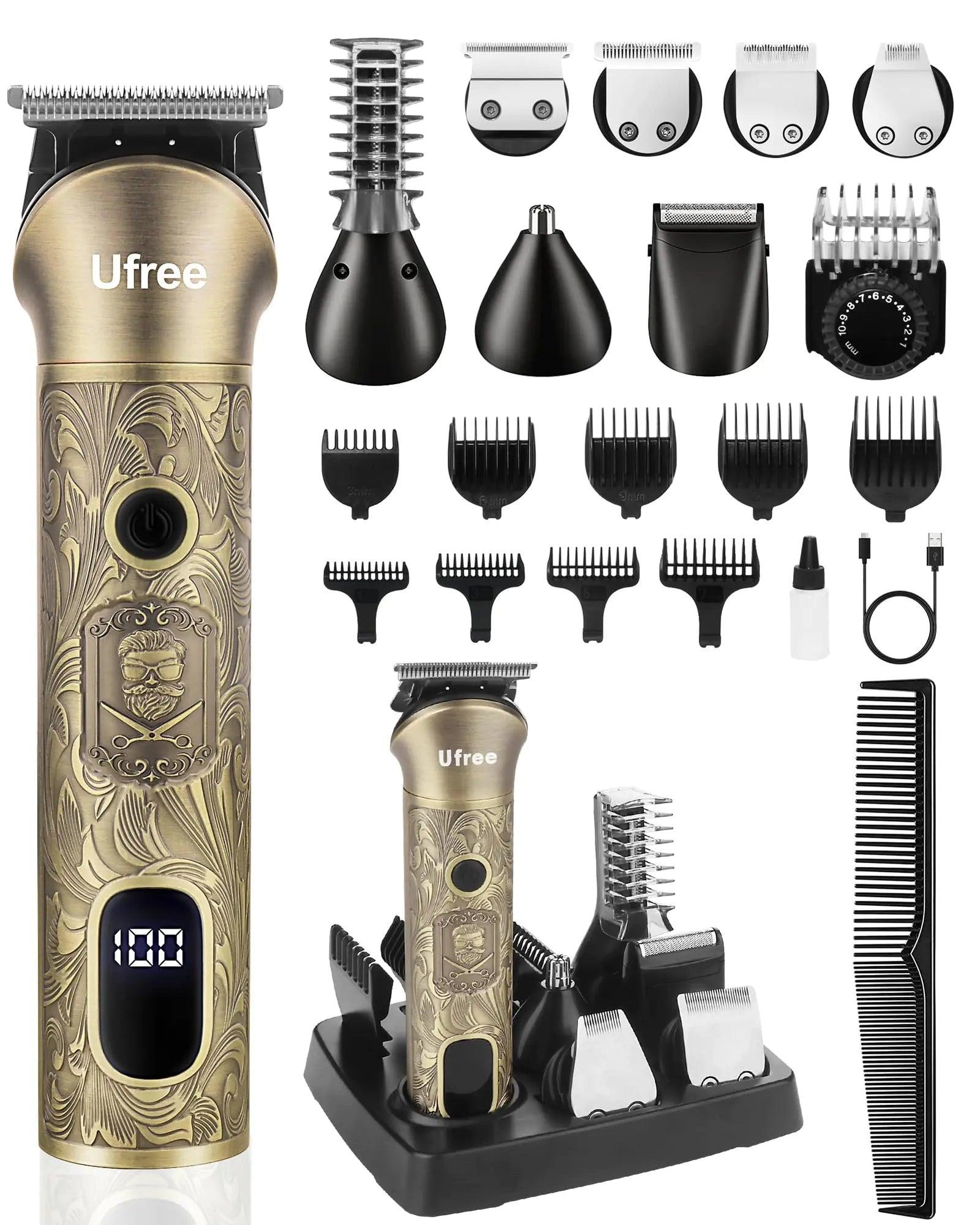 Ufree Beard Trimmer for Men, Cordless Hair Clippers, Electric Razor Shavers for Men, Shaving Kit for Mustache Body Nose Ear Hair Facial, 7 in 1 Beard Grooming Kit Fathers Gifts for Dad - Evallys.com # #