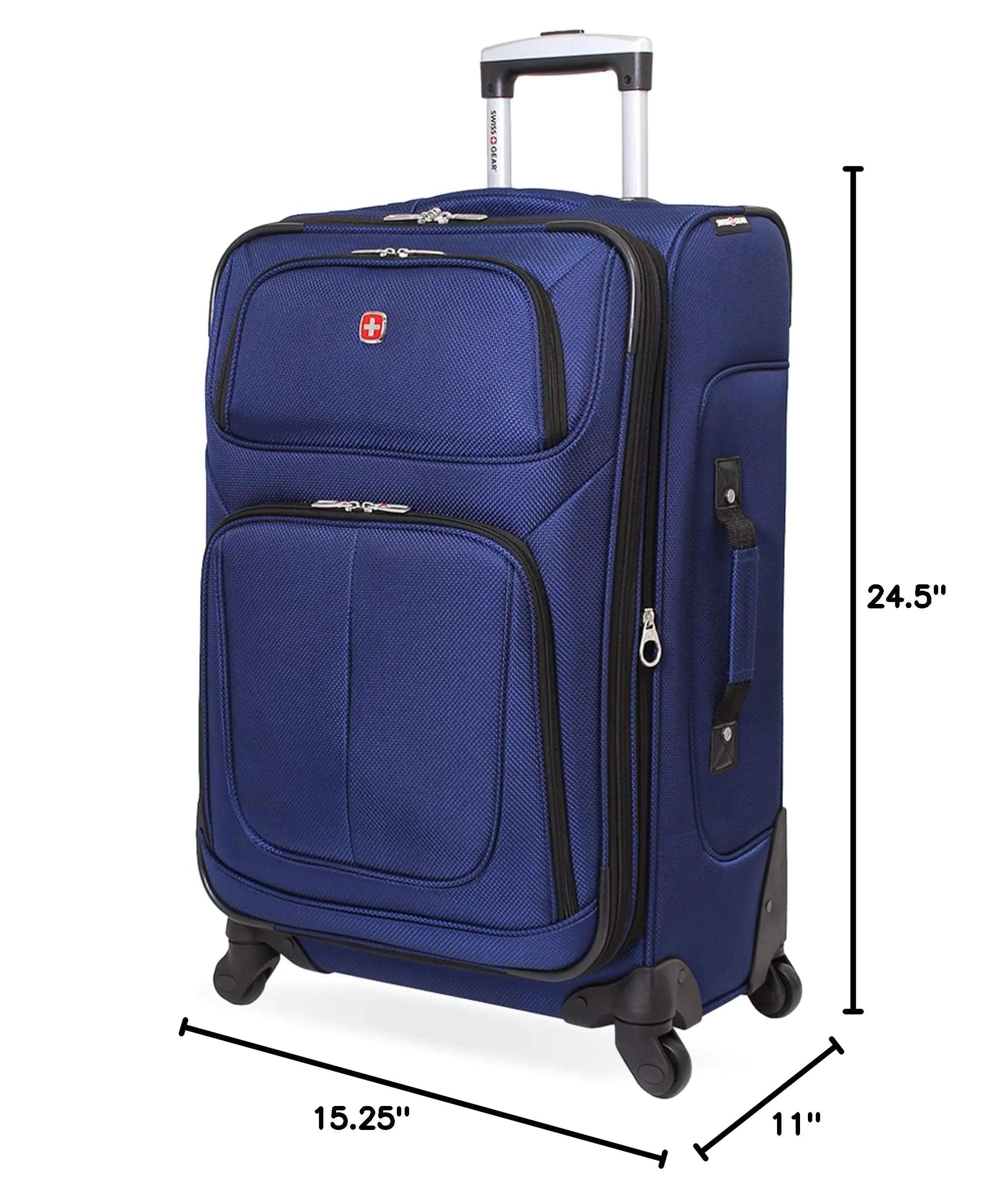 SwissGear Sion Softside Expandable Luggage, Blue, Checked-Medium 25-Inch - Evallys.com # #