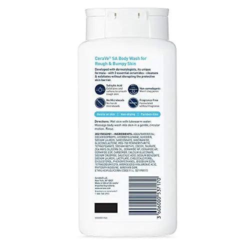 CeraVe Body Wash with Salicylic Acid | Fragrance Free Body Wash to Exfoliate Rough and Bumpy Skin | Allergy Tested | 10 Ounce SA Body Wash - Evallys.com # #