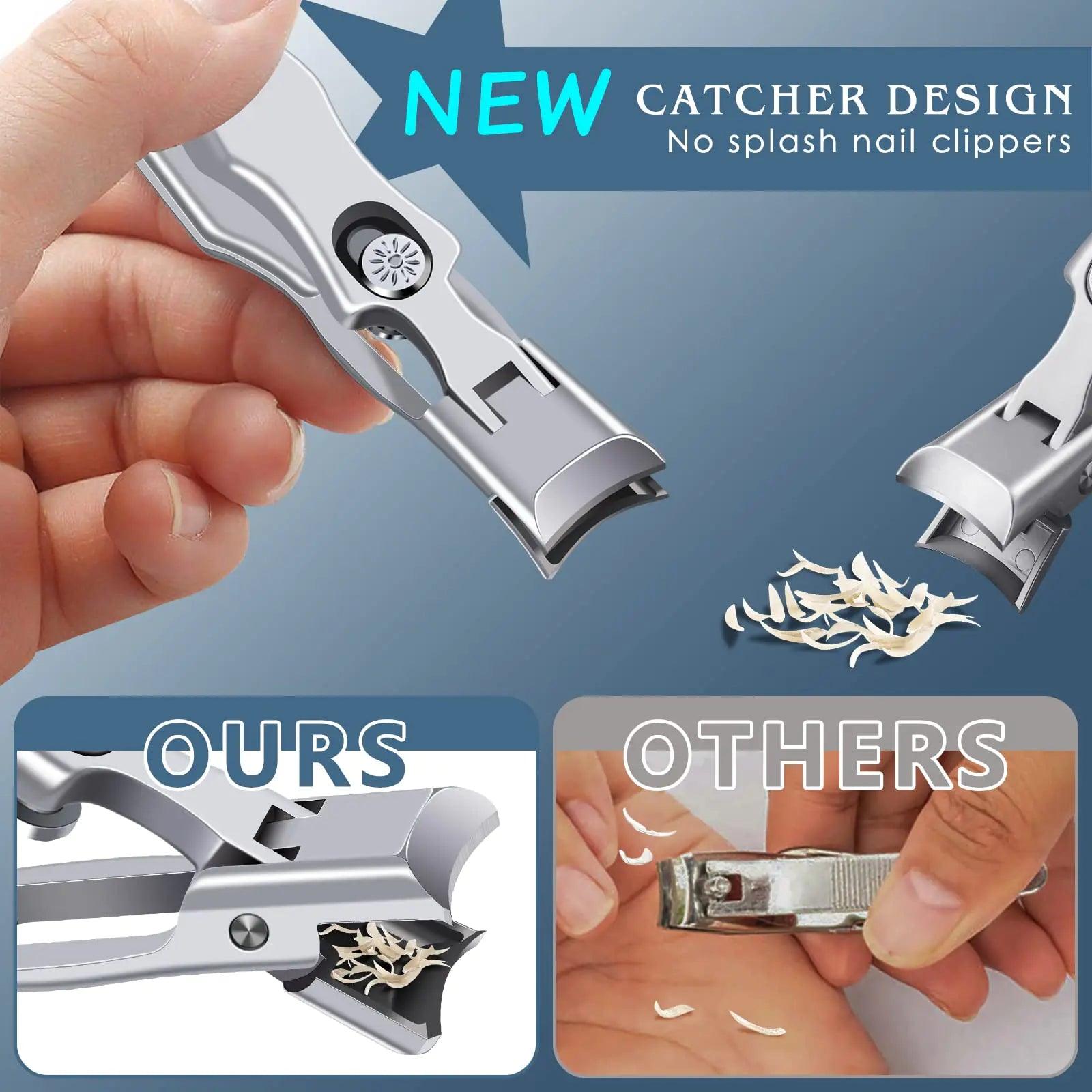 2024 Upgrade Nail Clippers for Men Thick Nails - DRMODE Large Wide Jaw Opening Toe Nail Clippers for Seniors, Heavy Duty Stainless Steel No Splash Fingernail Clipper Cutters Long Handle with Catcher - Evallys.com # #