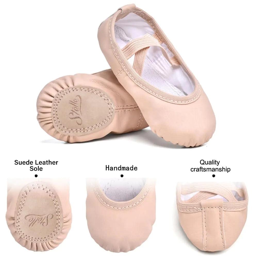 Stelle Ballet Shoes for Girls Toddler Ballet Slippers Soft Leather Boys Dance Shoes for Toddler/Little Kid/Big Kid 9 Toddler Pink - Evallys.com # #