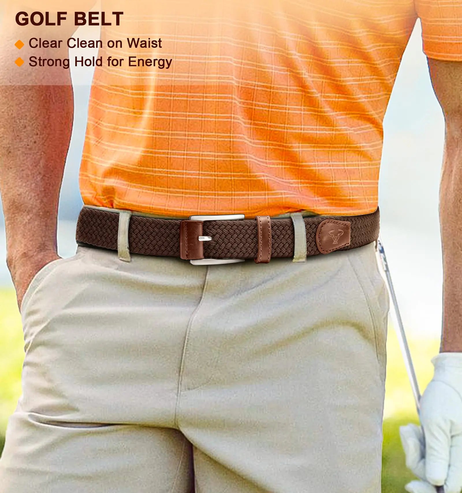 BULLIANT Stretch Belt Men,Mens Gift Woven Braided Web Belt 1 3/8 for Golf Casual Pants Shirts Jeans Dark Brown 1349 38