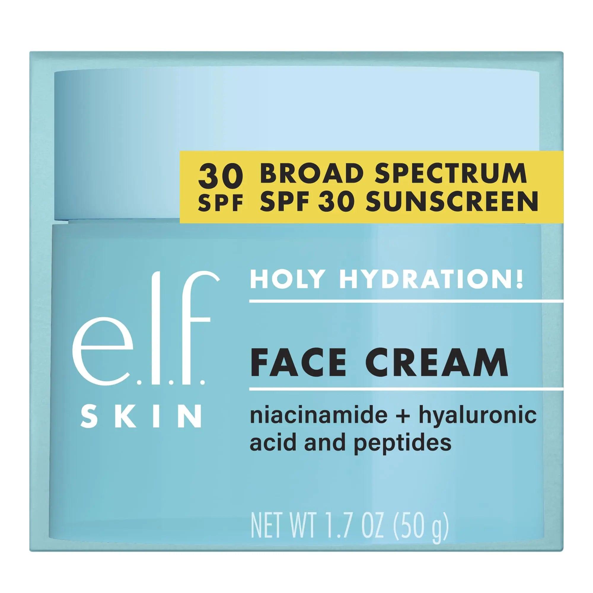 e.l.f. Holy Hydration! Face Cream, Broad Spectrum SPF 30 Sunscreen, Moisturizes & Softens Skin, Quick-Absorbing & Ultra-Hydrating, 1.8 Oz 1.8 Ounce (Pack of 1) - Evallys.com # #